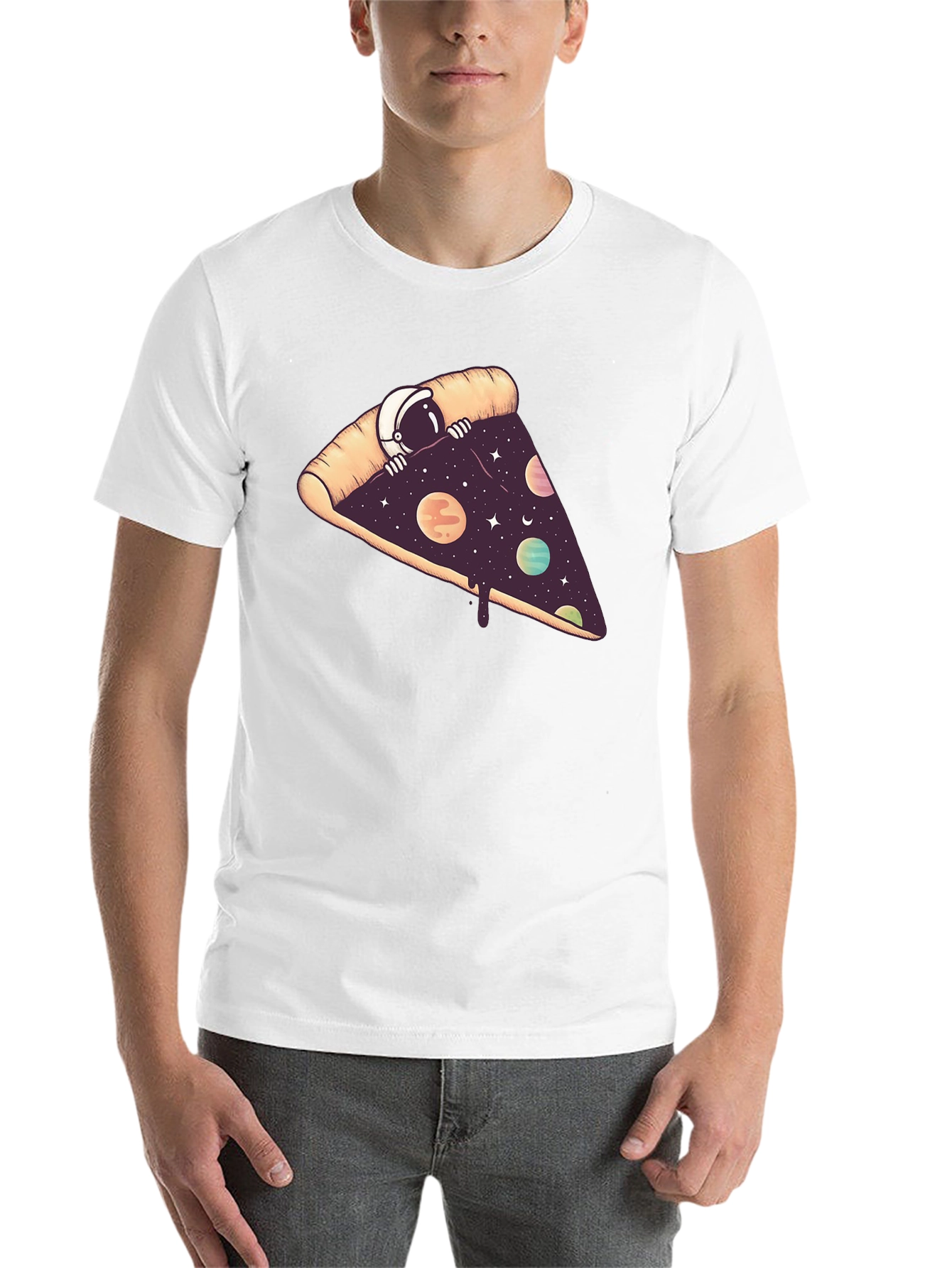 Black Cosmic Pizza T-Shirt - Space Astronaut Design view 14