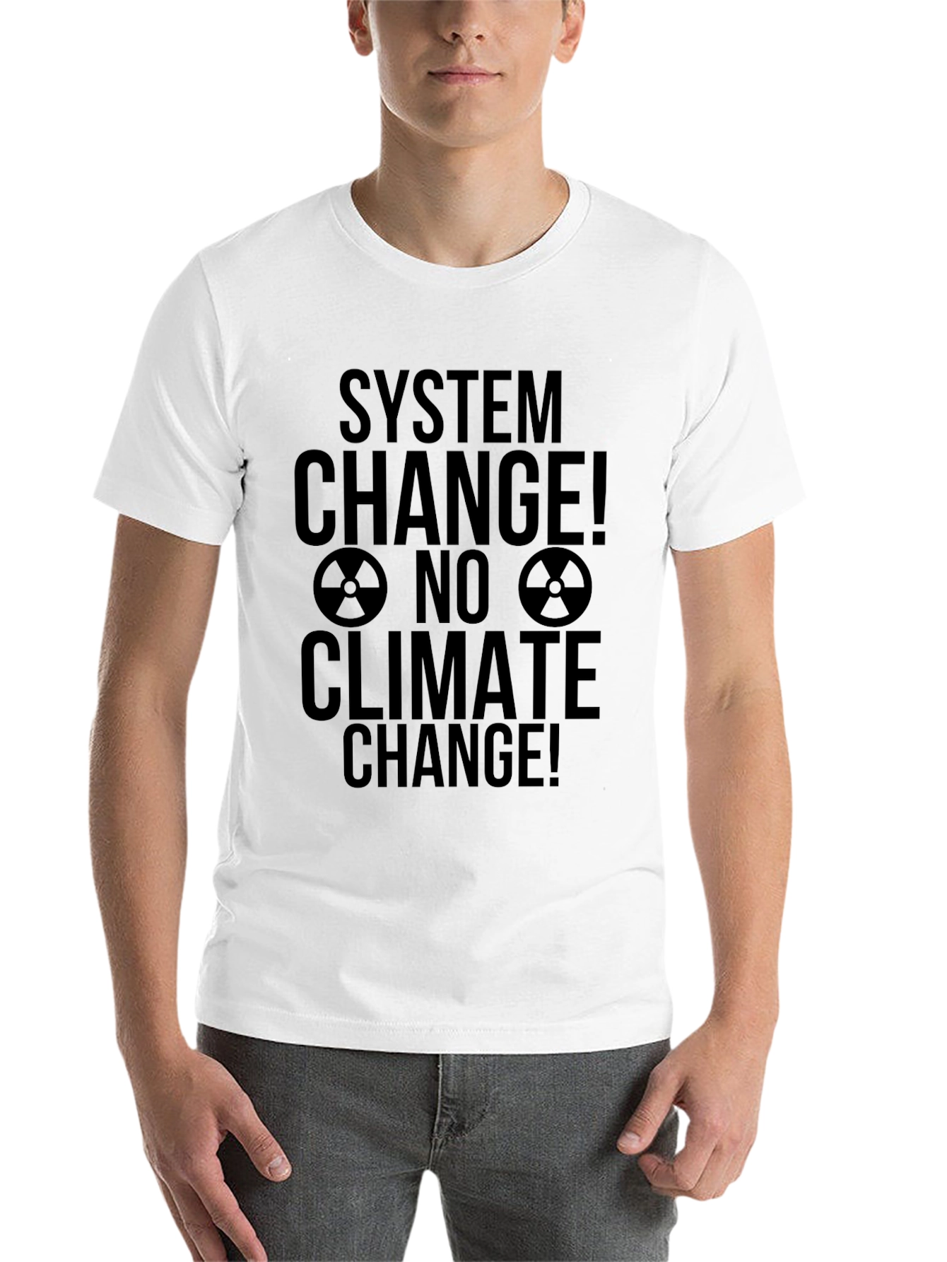 Black System Change! No Climate Change! Black T-Shirt view 14