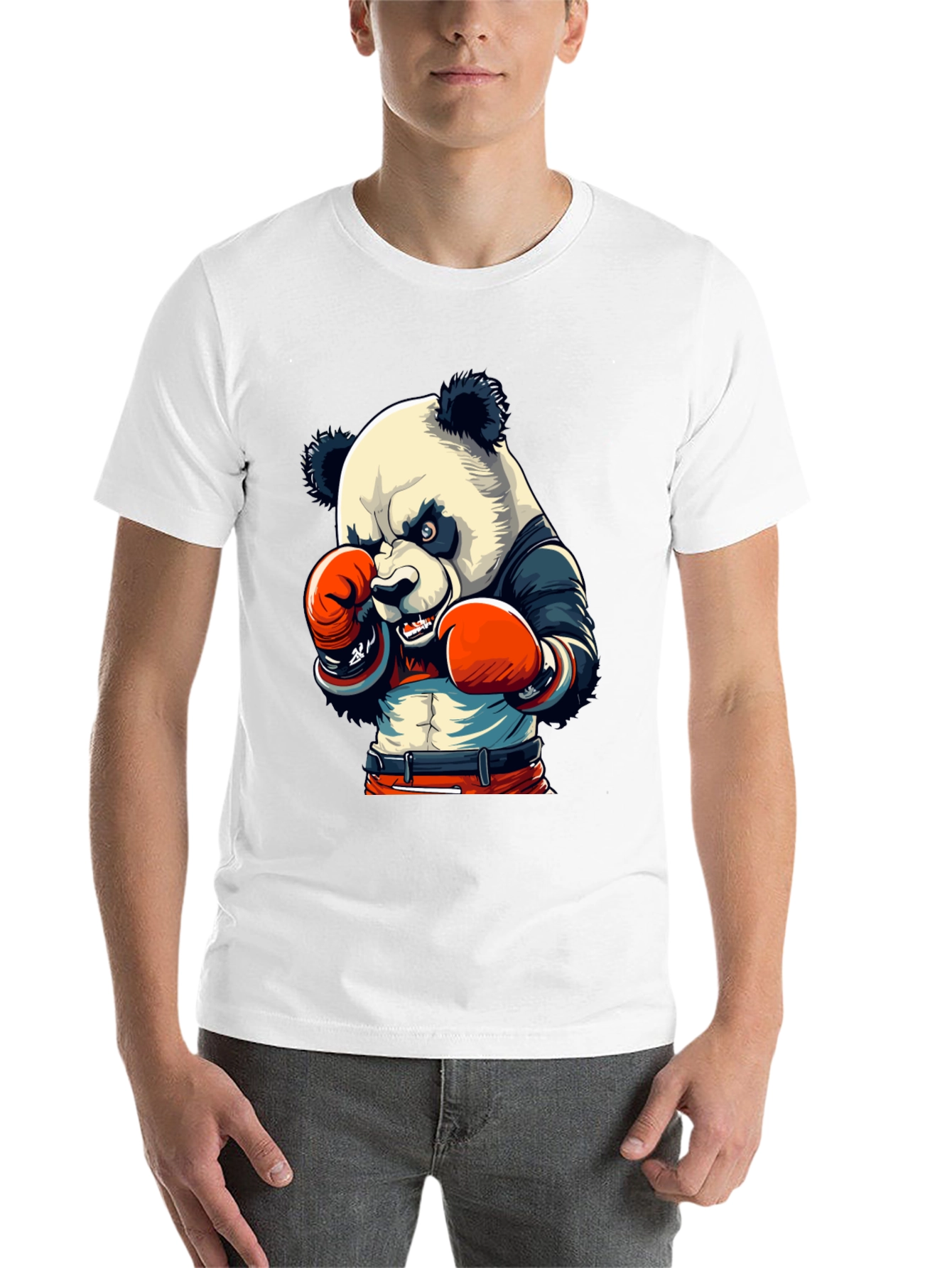 Black Panda Boxer Graphic Tee - Men's Black T-Shirt view 14