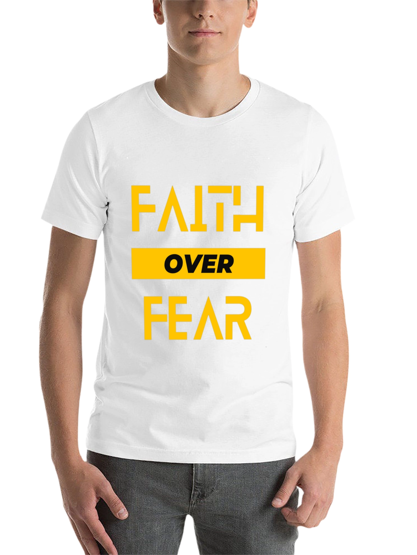 Black Faith Over Fear Graphic Print Crew Neck T-Shirt view 14