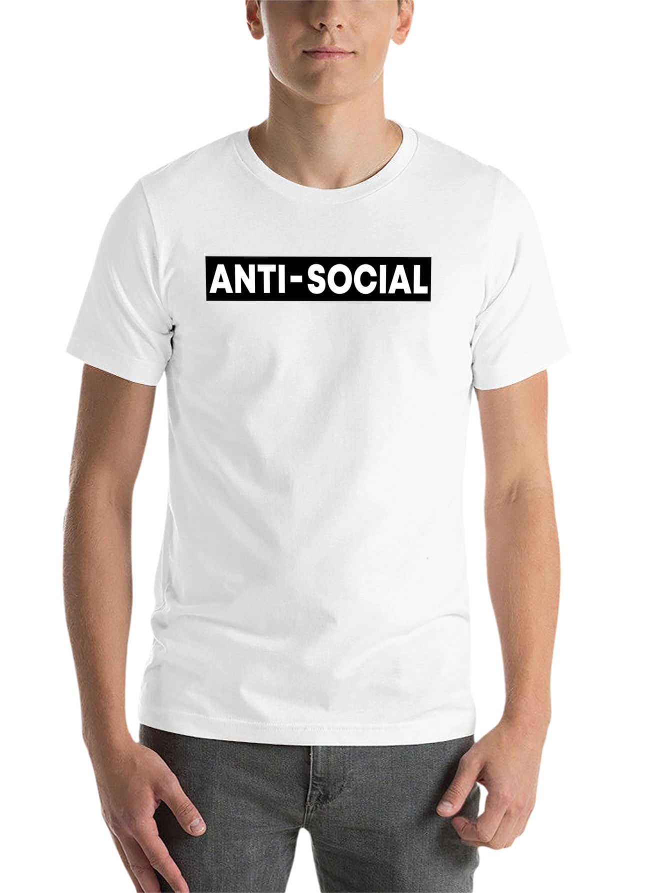Black Anti-Social Graphic Tee - Black Cotton T-Shirt view 14