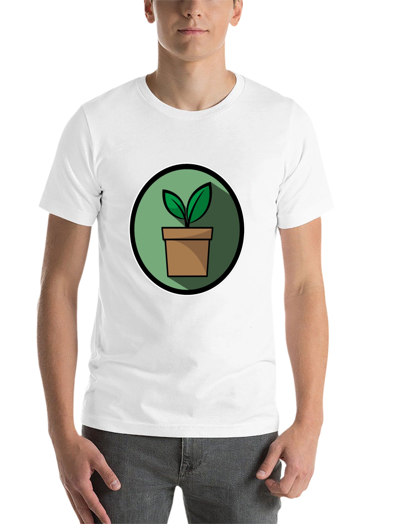 Black Plant Pot Graphic Tee - Black Cotton Blend T-Shirt view 14