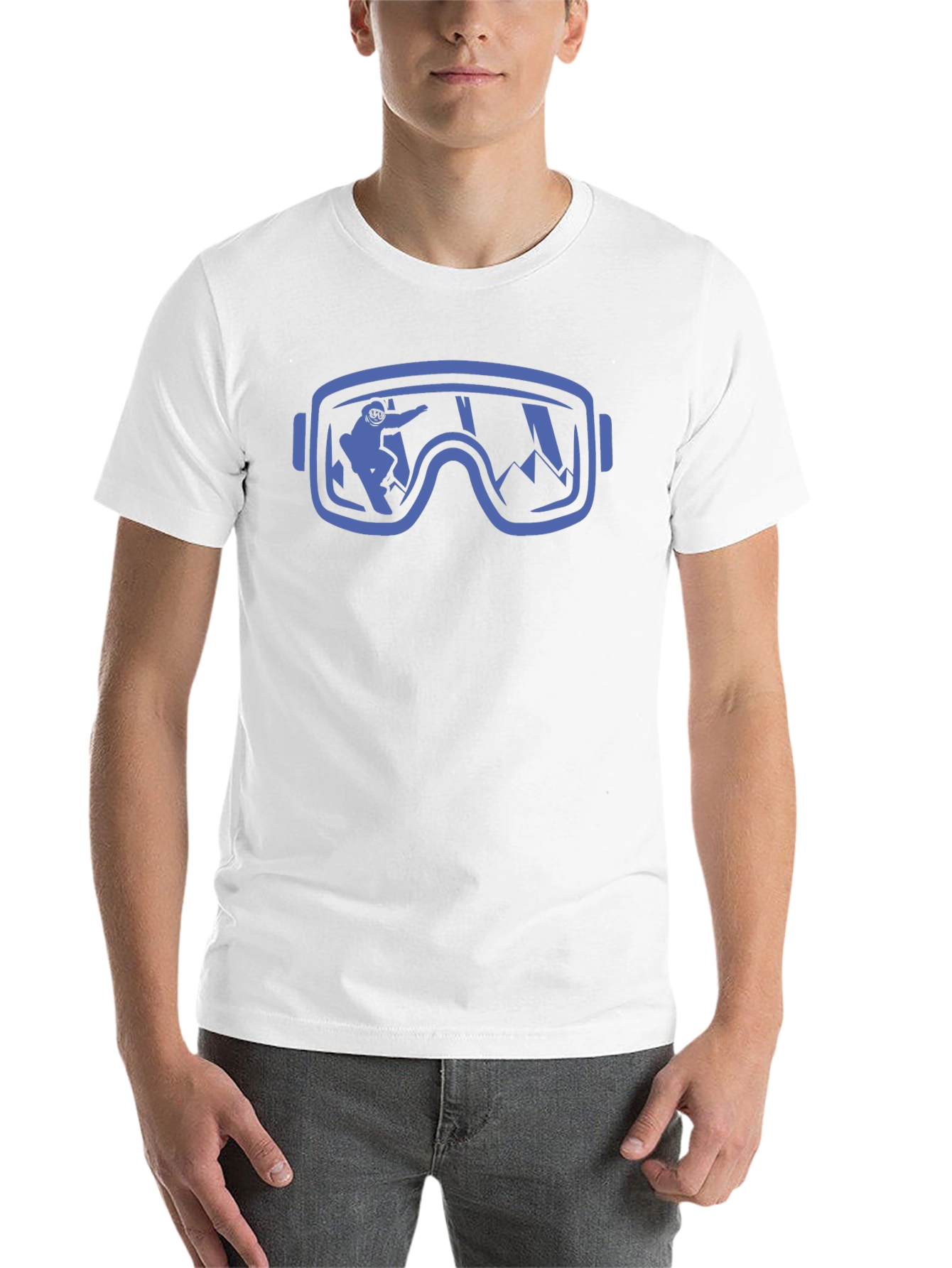 Black Snowboard Goggles Graphic Tee - Black Cotton Shirt view 14