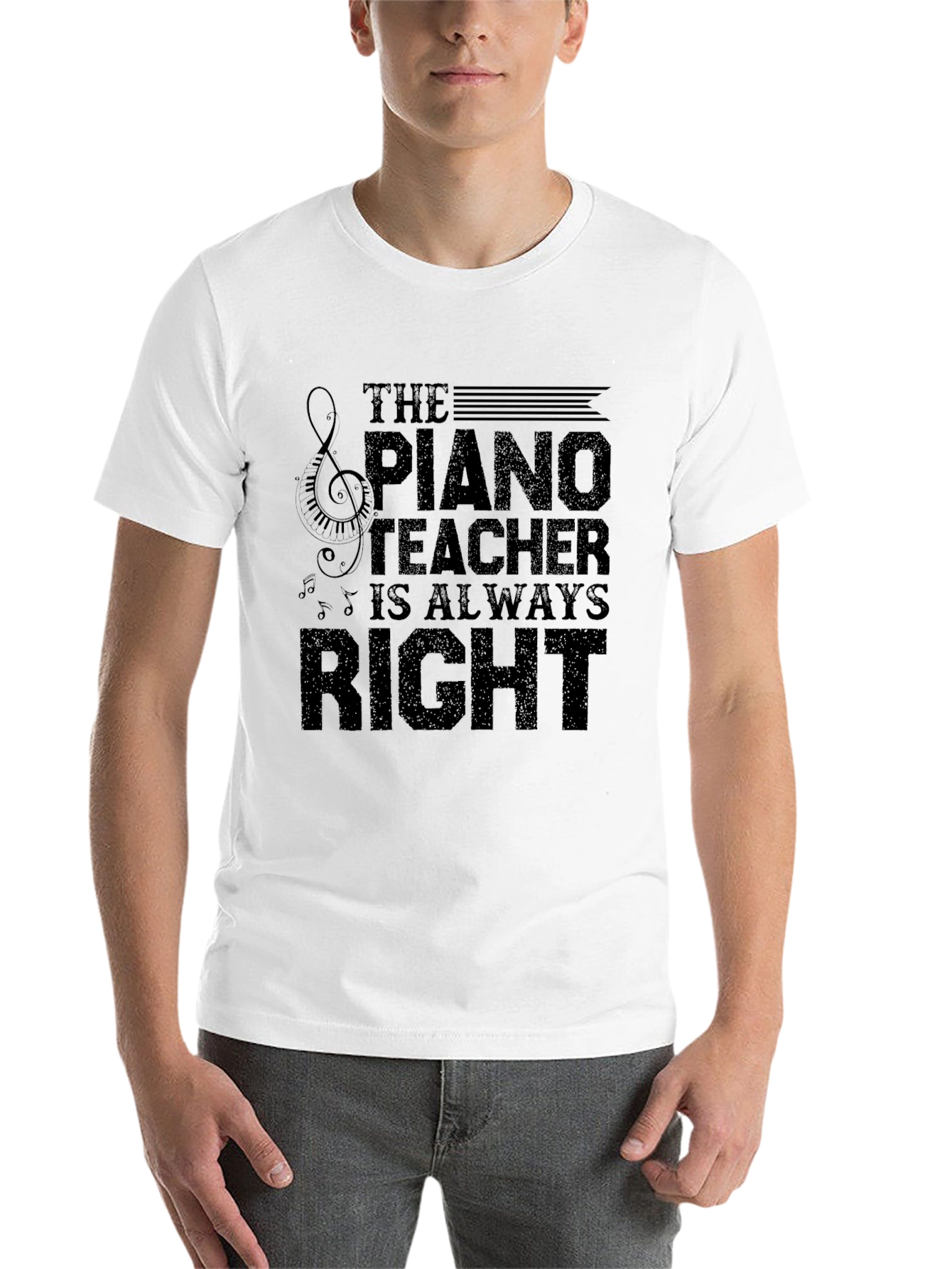 Black Piano Teacher T-Shirt - Always Right Musician Tee view 14