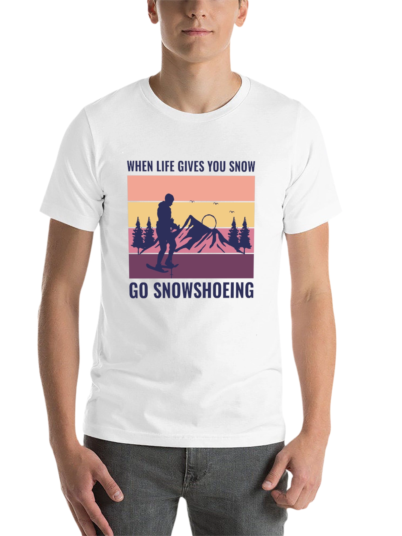 Black Snowshoeing Graphic Tee - When Life Gives You Snow view 14