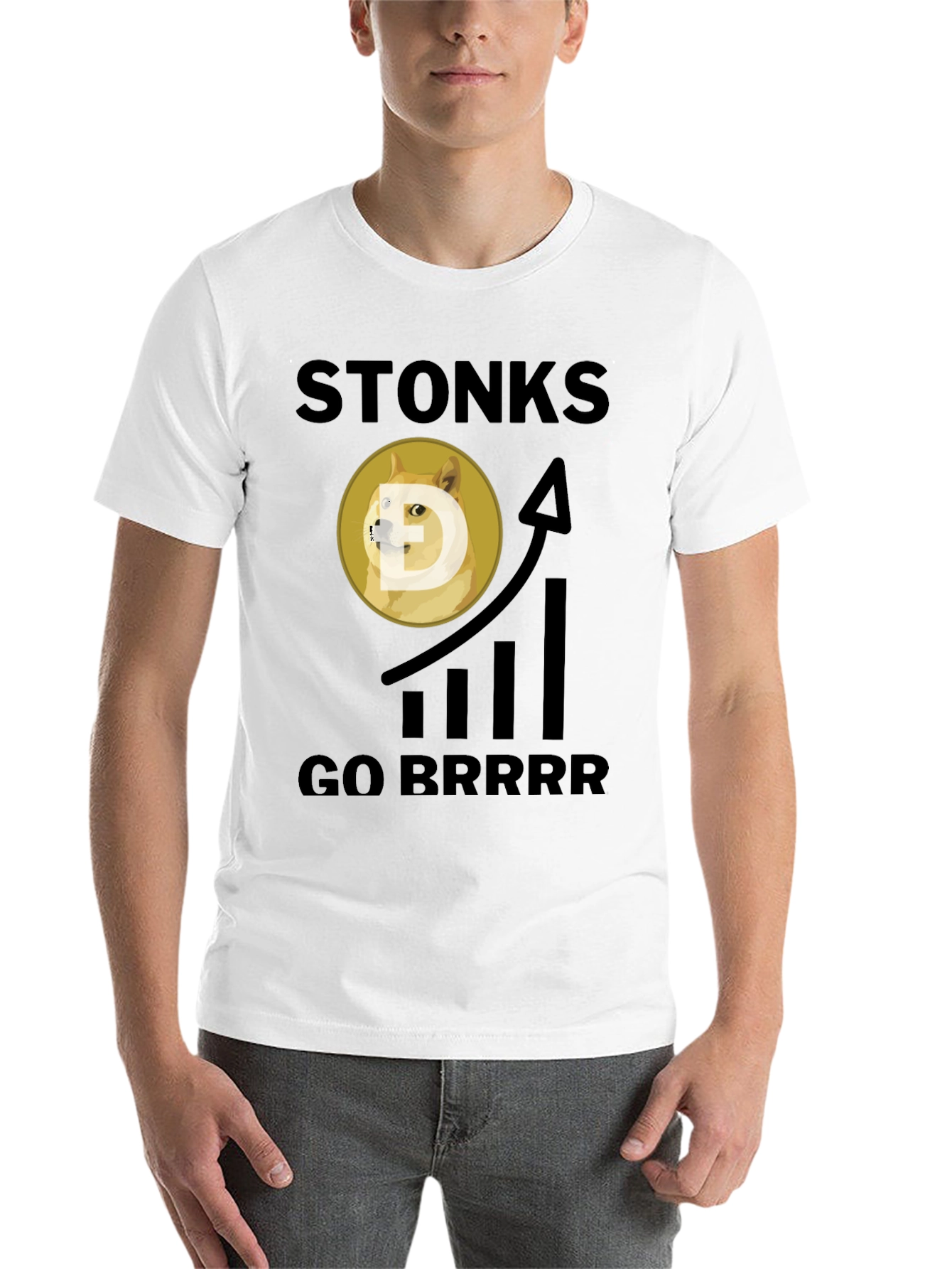 Black Stonks Go Brrr Black Graphic Tee view 14