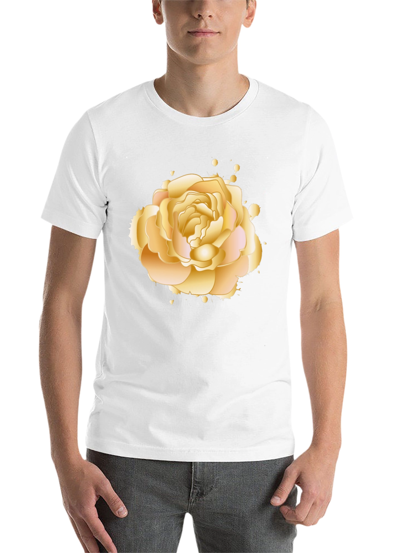 Black Golden Rose Graphic Tee - Elegant Floral Design view 14