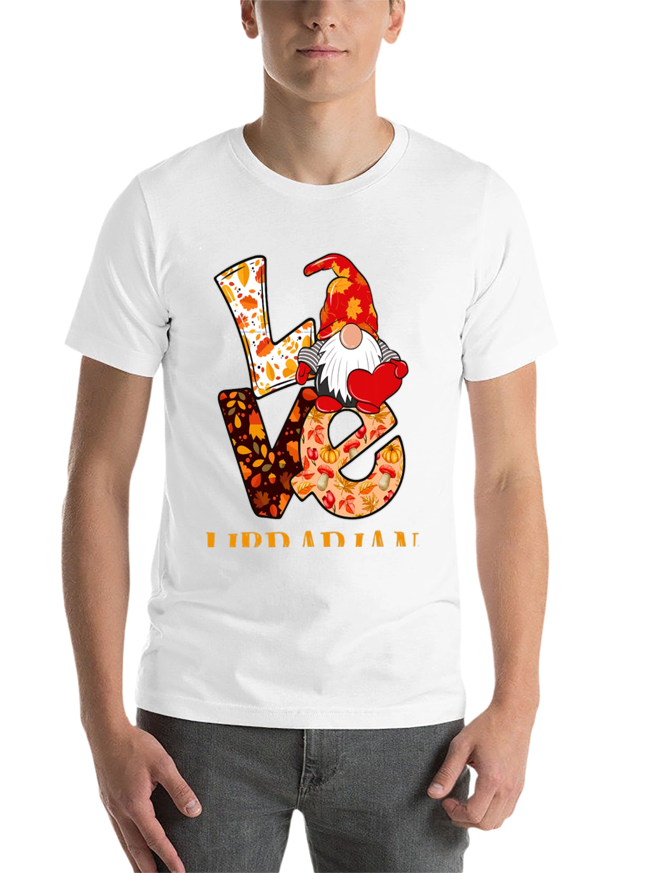 Love Librarian Gnome Autumn T-Shirt - 14