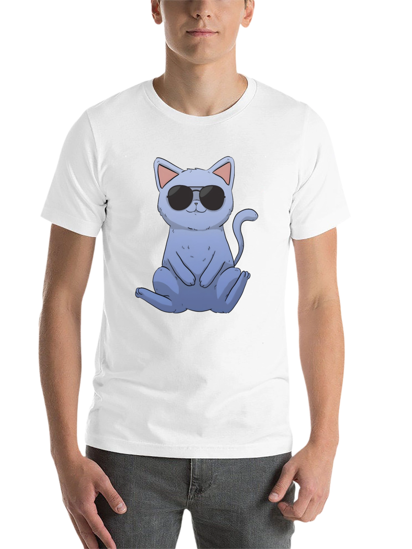 Black Cool Cat Graphic Tee - Black Casual T-Shirt view 14