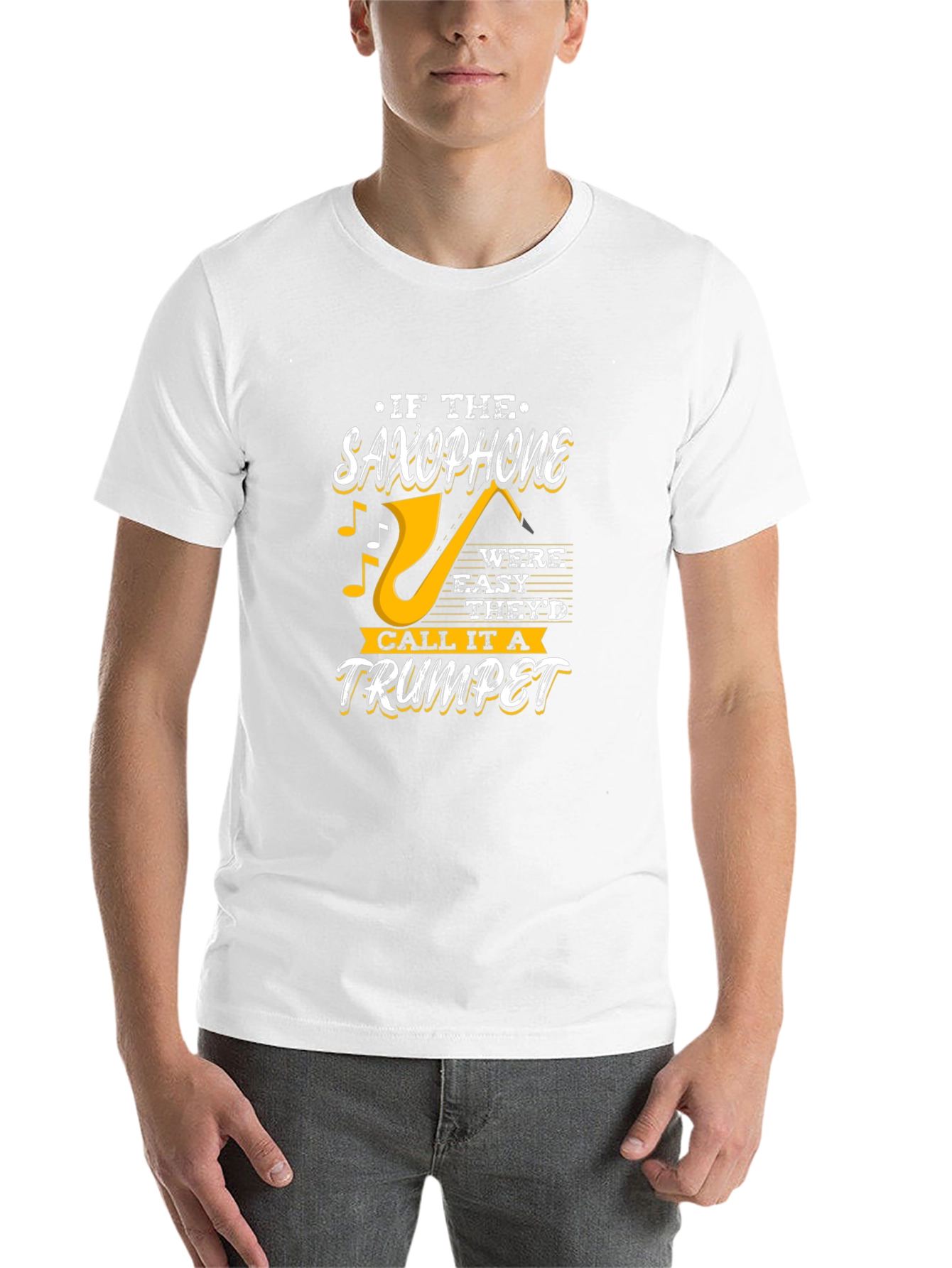 Black Saxophone T-Shirt - If It Were Easy, Trumpet Design view 14