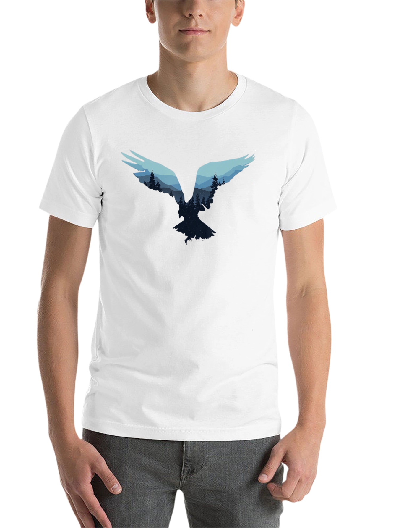 Black Nature Bird Graphic Tee - Black Cotton Blend view 14