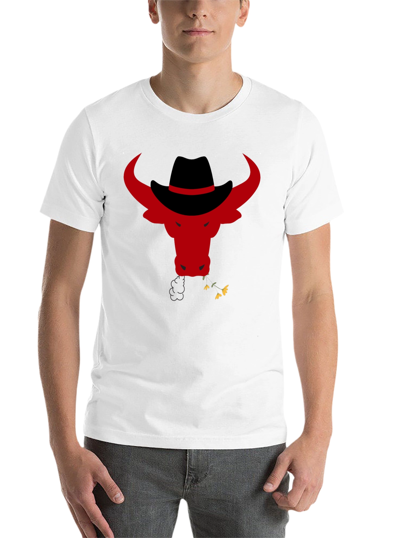 Black Cowboy Bull Graphic T-Shirt - Black view 14