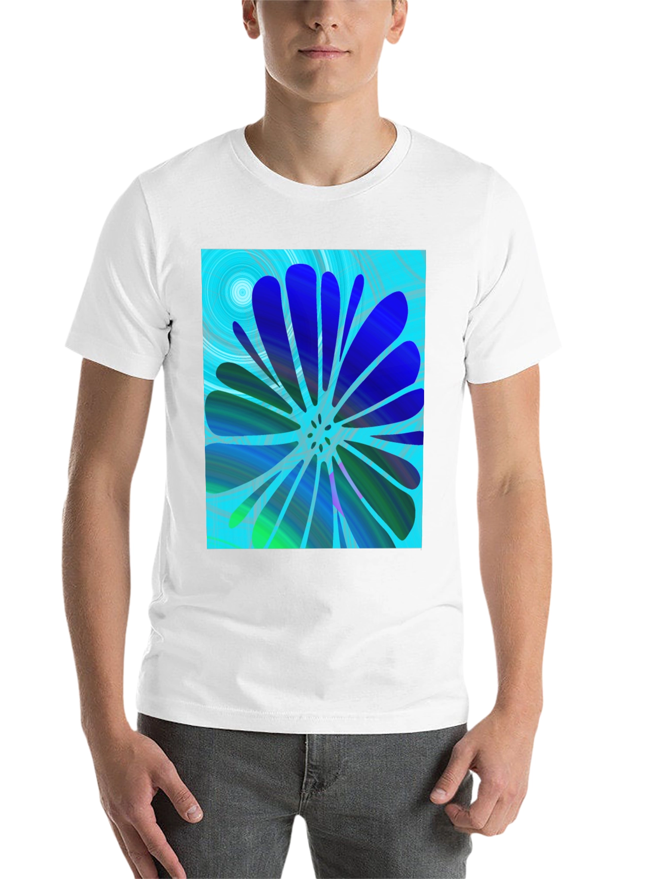 Black Abstract Flower Print T-Shirt view 14