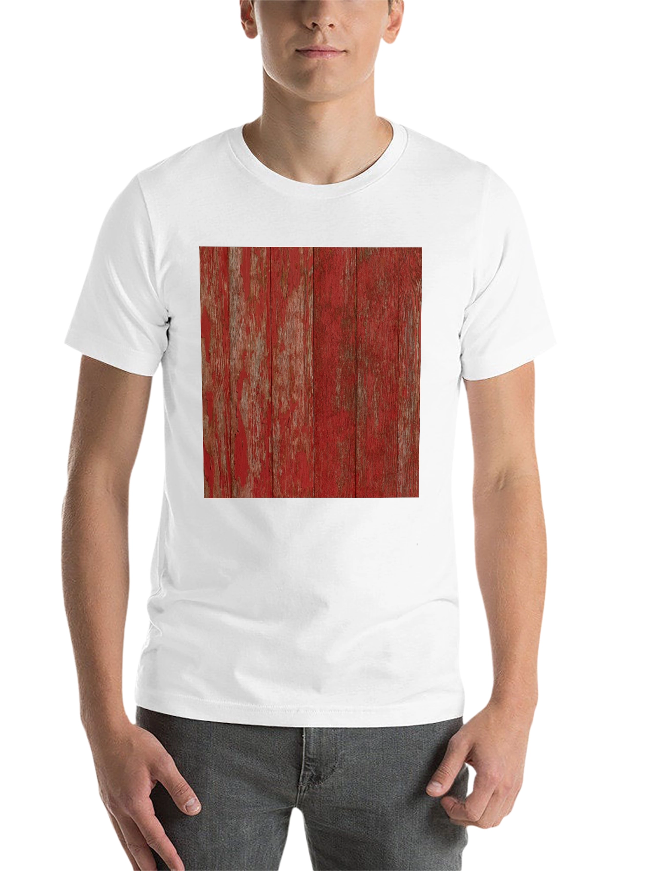Black Rustic Red Wood Grain Graphic Tee - Short Sleeve view 14