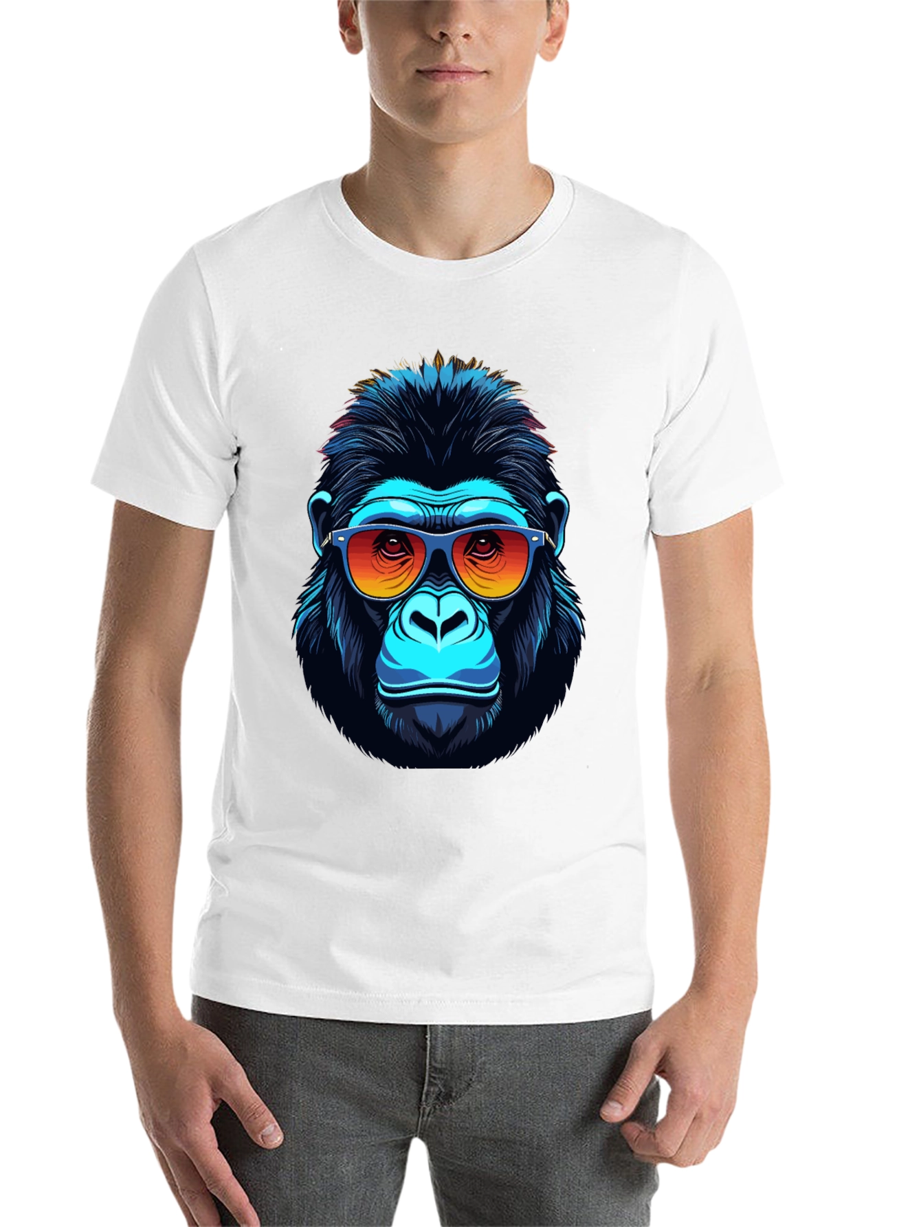Black Cool Gorilla Graphic Tee - Fun Animal Print Shirt view 14