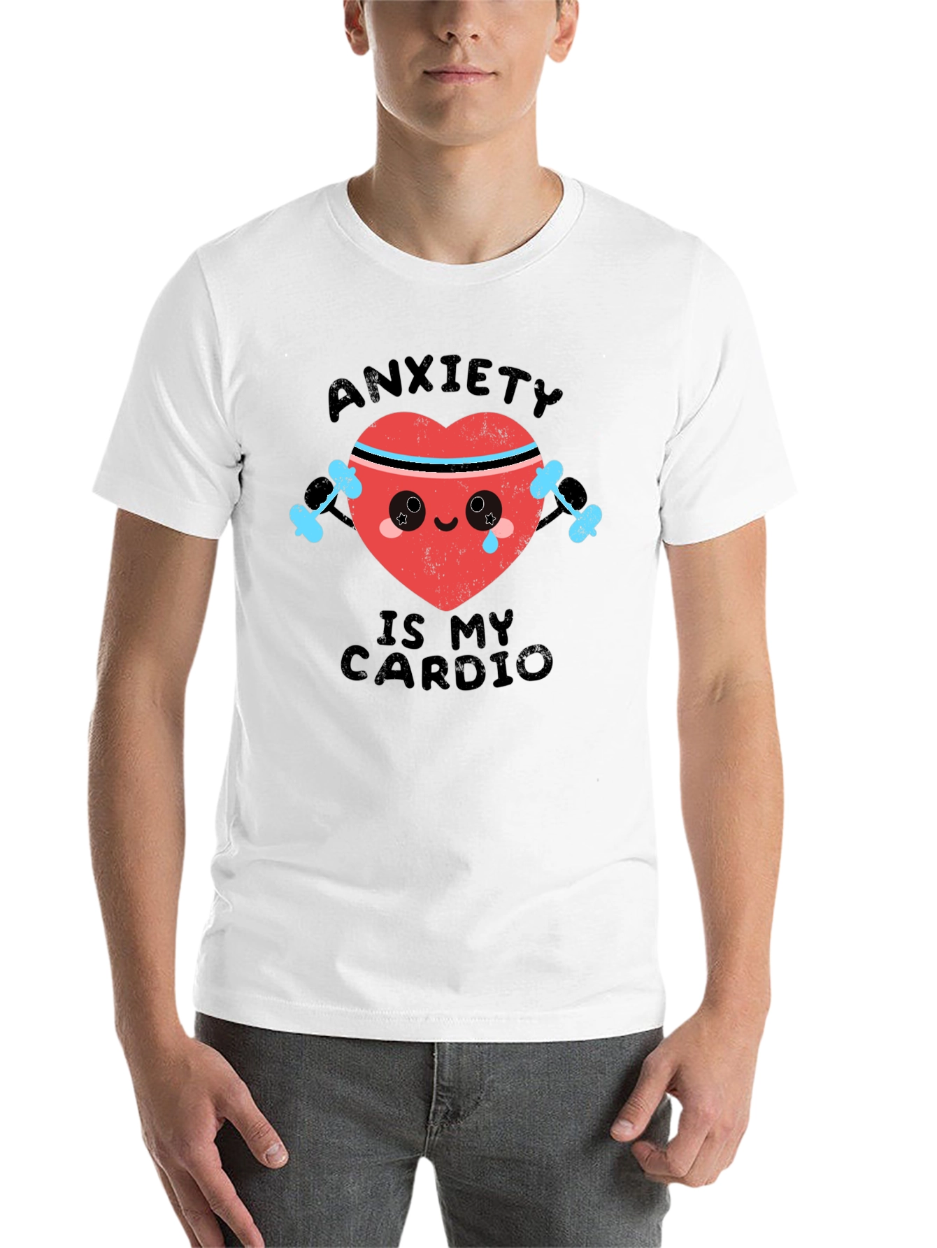 Black Anxiety Is My Cardio Funny Workout T-Shirt view 14