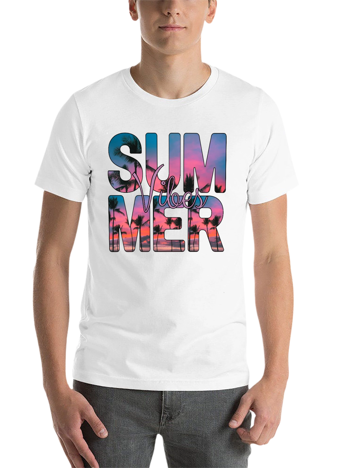 Black Summer Vibes Graphic Tee - Black Cotton Blend view 14