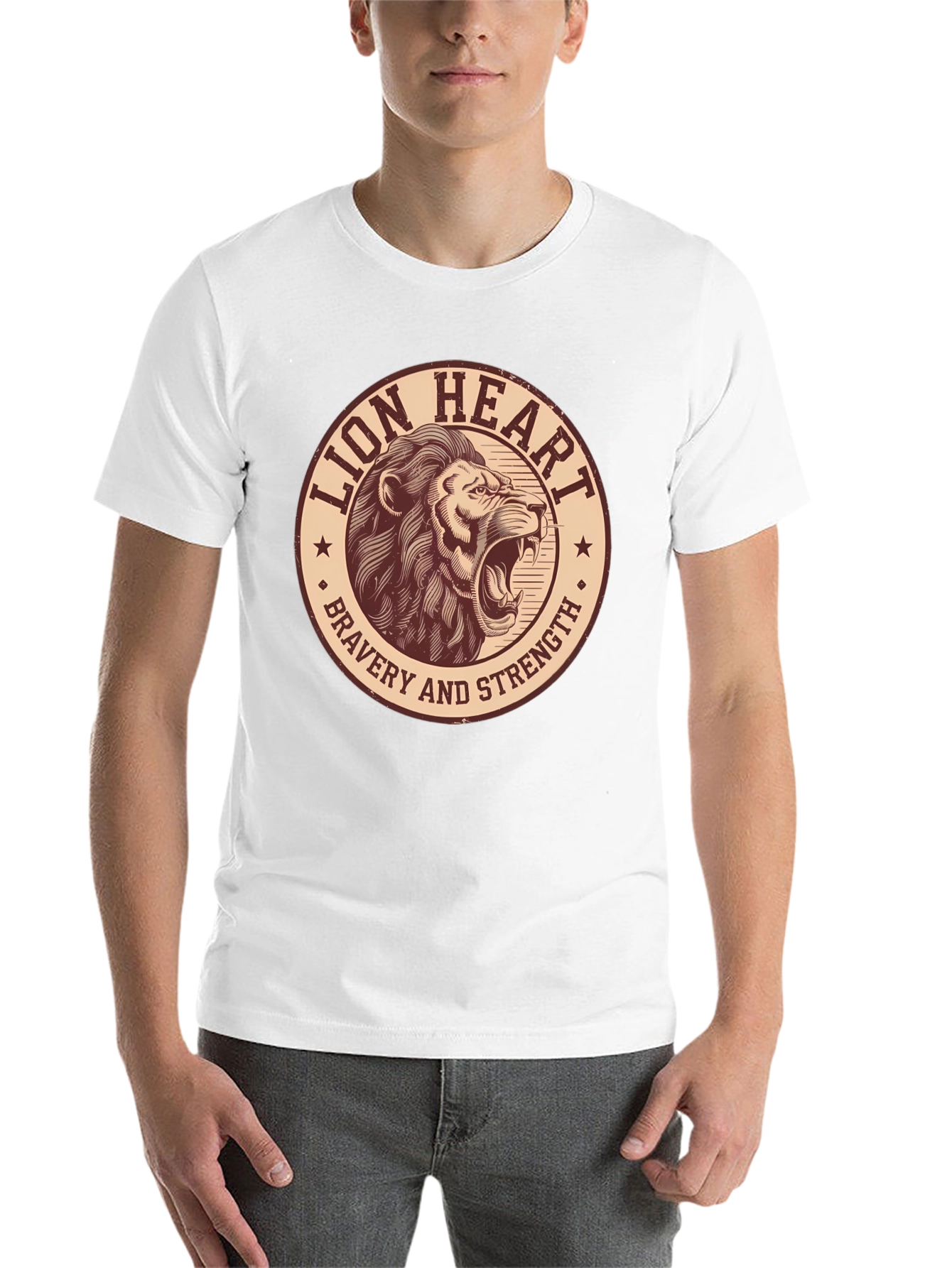Black Lion Heart Bravery Strength Graphic Tee view 14