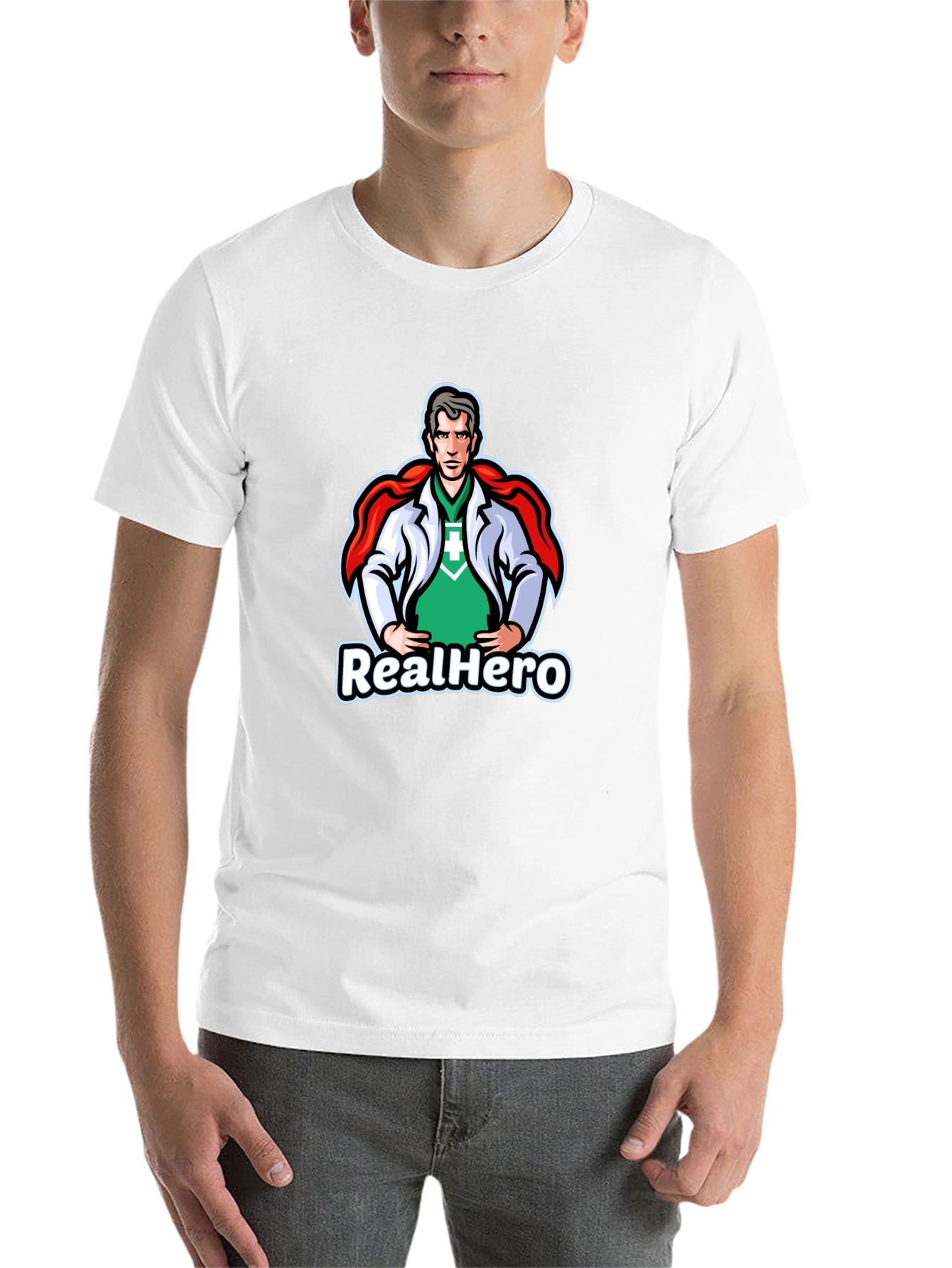 Black RealHero Doctor T-Shirt - Superhero Medical Apparel view 14