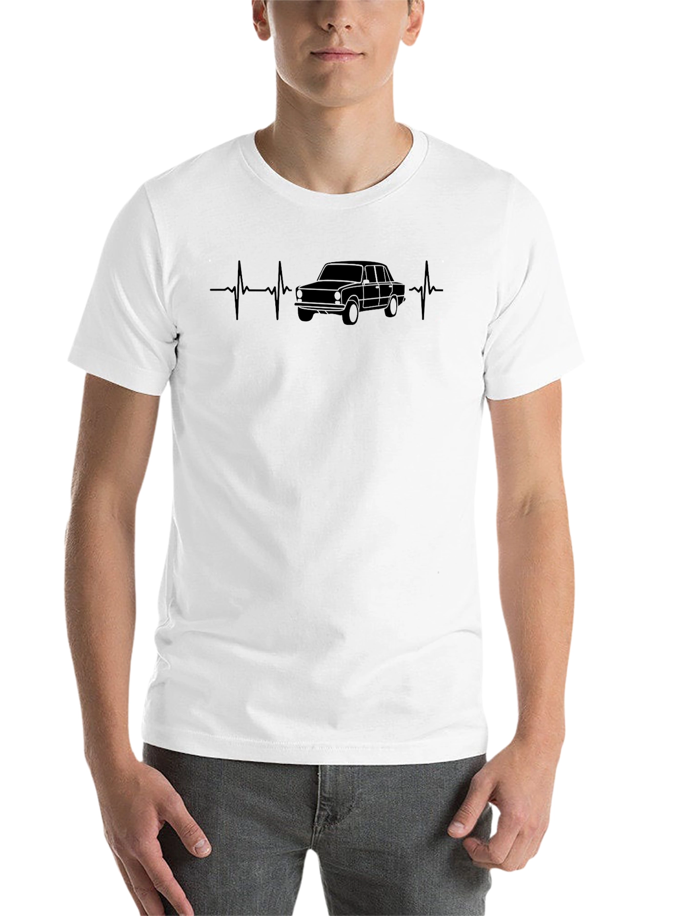 Black Car Heartbeat T-Shirt - Black Graphic Tee view 14