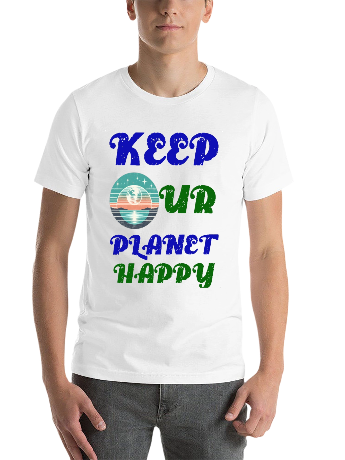 Black Keep Our Planet Happy Graphic Tee - Eco Friendly Fashion view 14