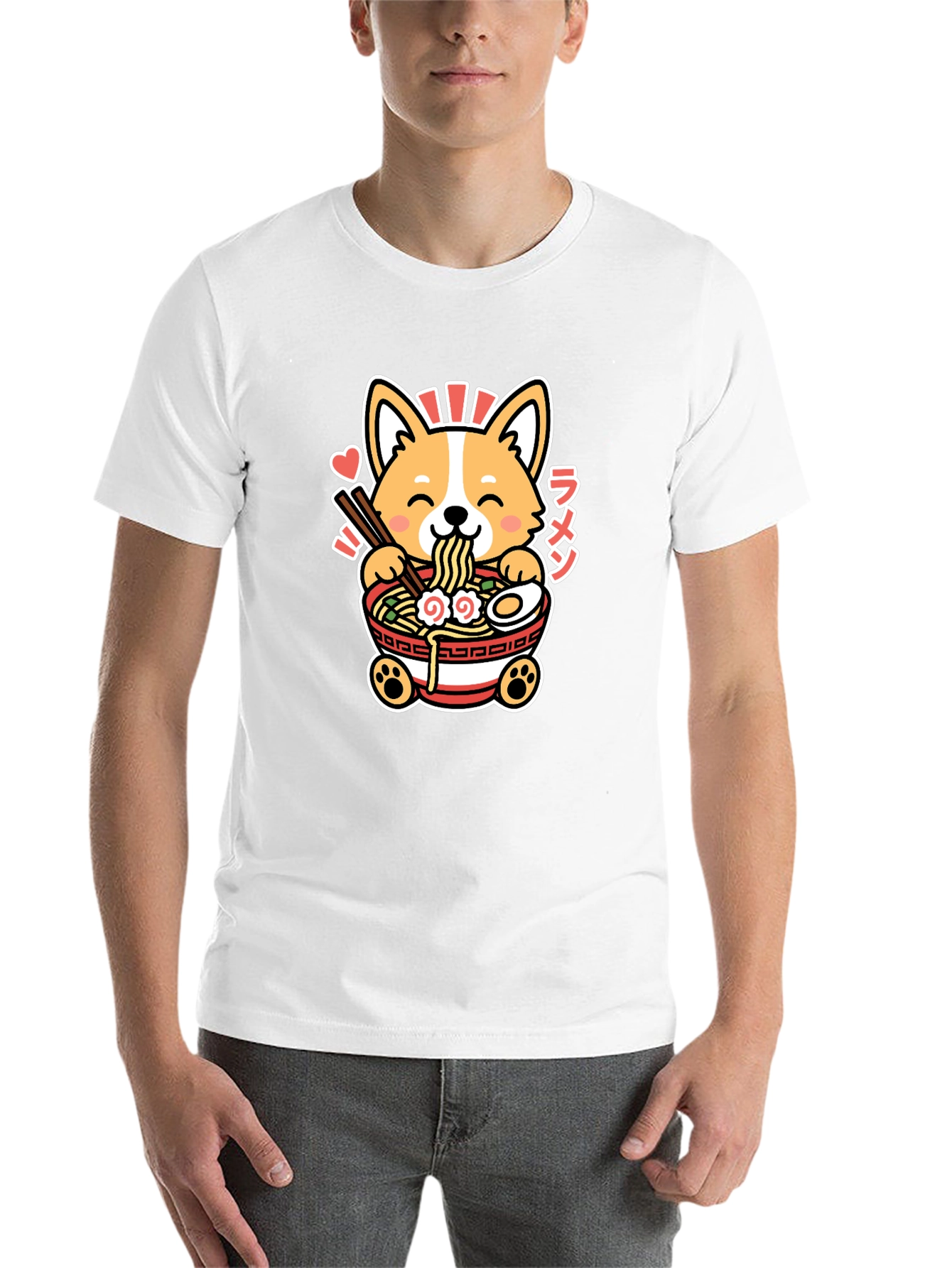 Black Corgi Ramen Graphic Tee - Kawaii Anime Shirt view 14
