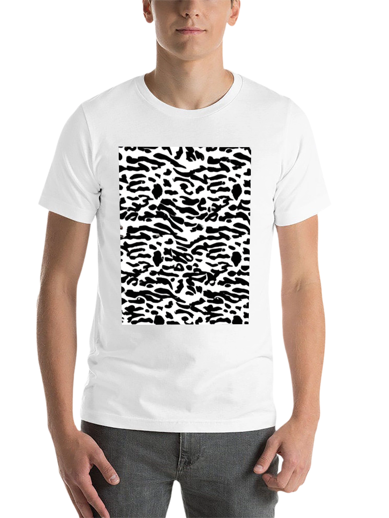 Black Trendy Black & White Camo Print Tee view 14