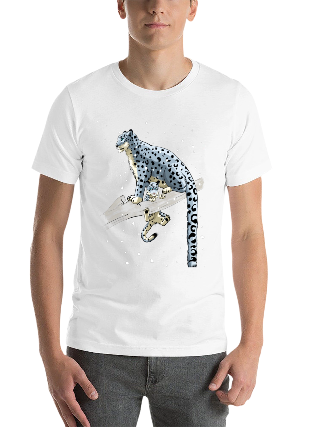 Black Snow Leopard Family Black Graphic Tee view 14