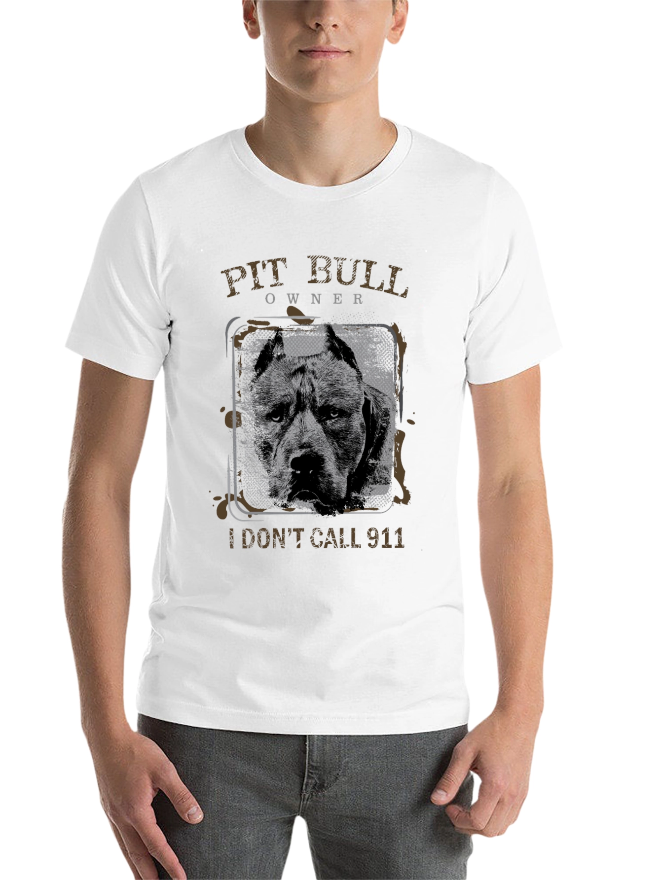 Black Pit Bull Owner T-Shirt - I Don't Call 911 view 14