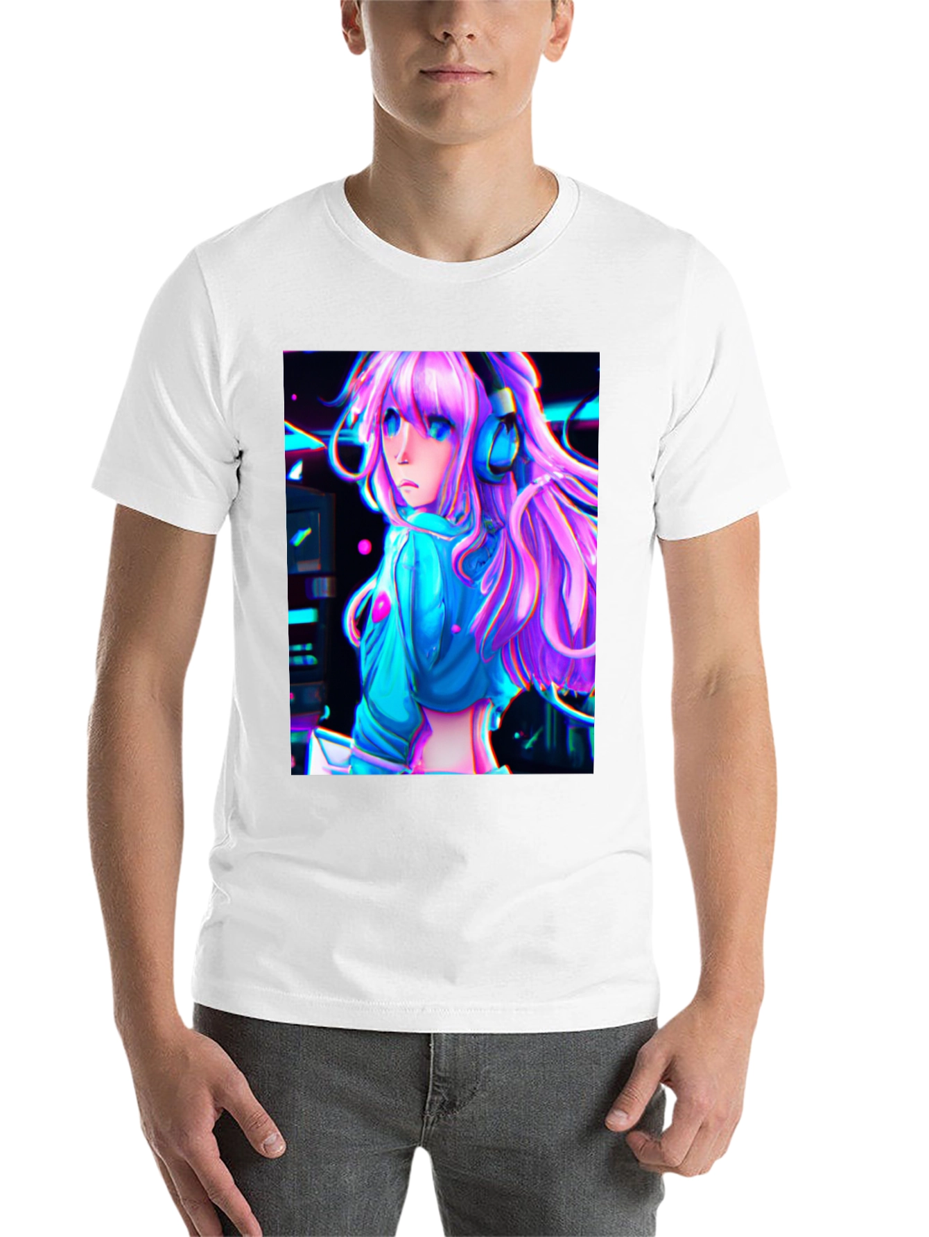 Black Anime Girl Graphic Tee - Black Cotton view 14