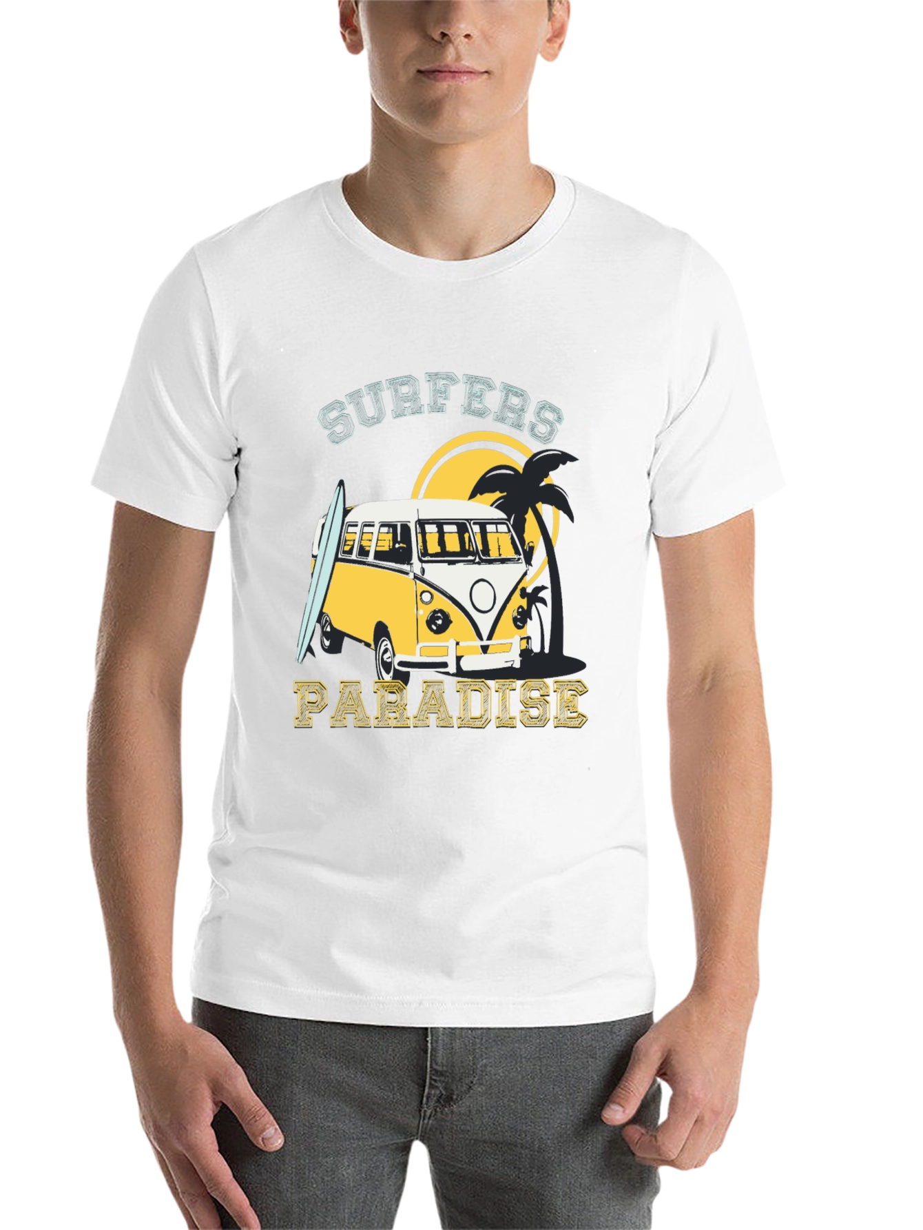 Black Surfers Paradise Tee - Retro Beach Van Design view 14