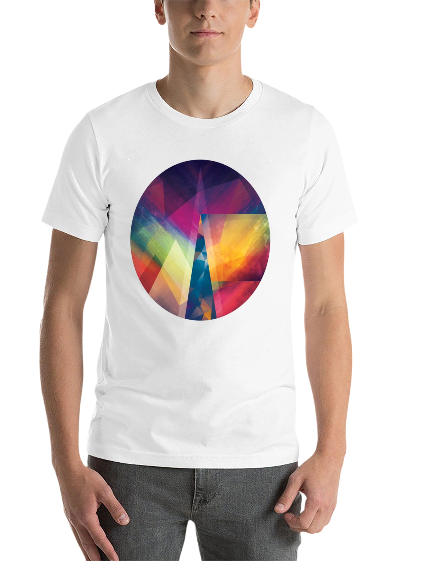 Black Geometric Abstract Art Men's Black T-Shirt view 14