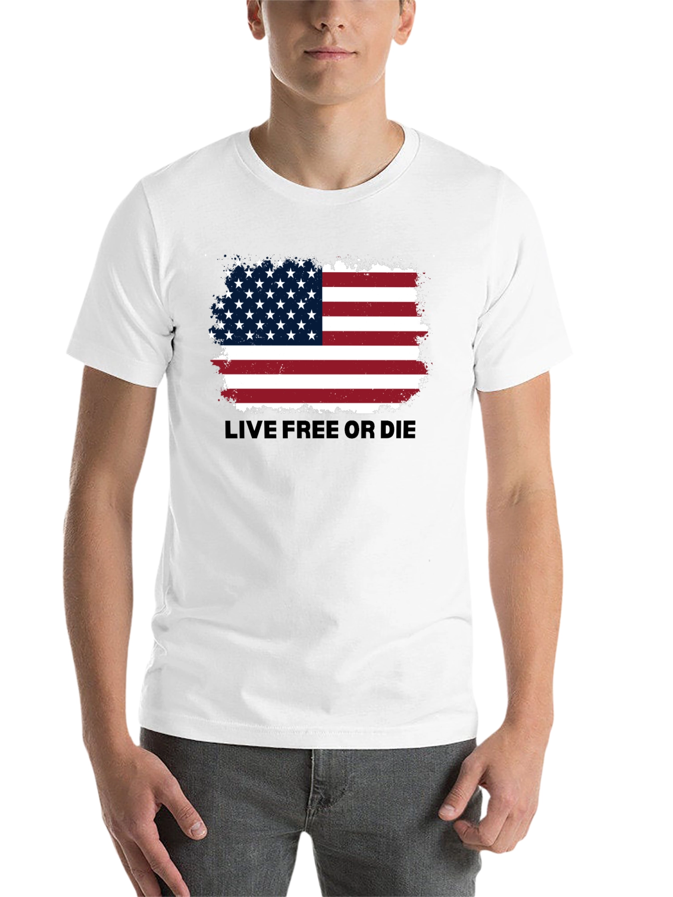 Black American Flag 'Live Free or Die' Graphic Tee view 14