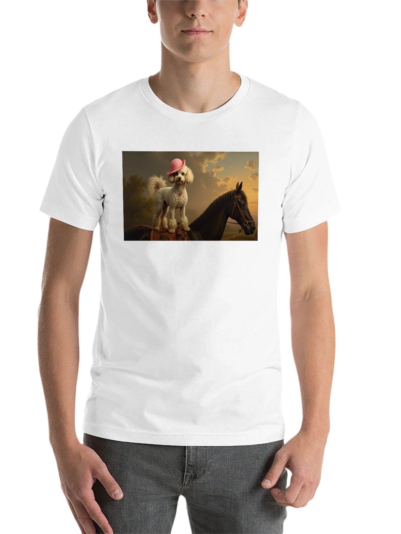 Black Dog & Horse Graphic Tee - Quirky Unisex T-Shirt view 14