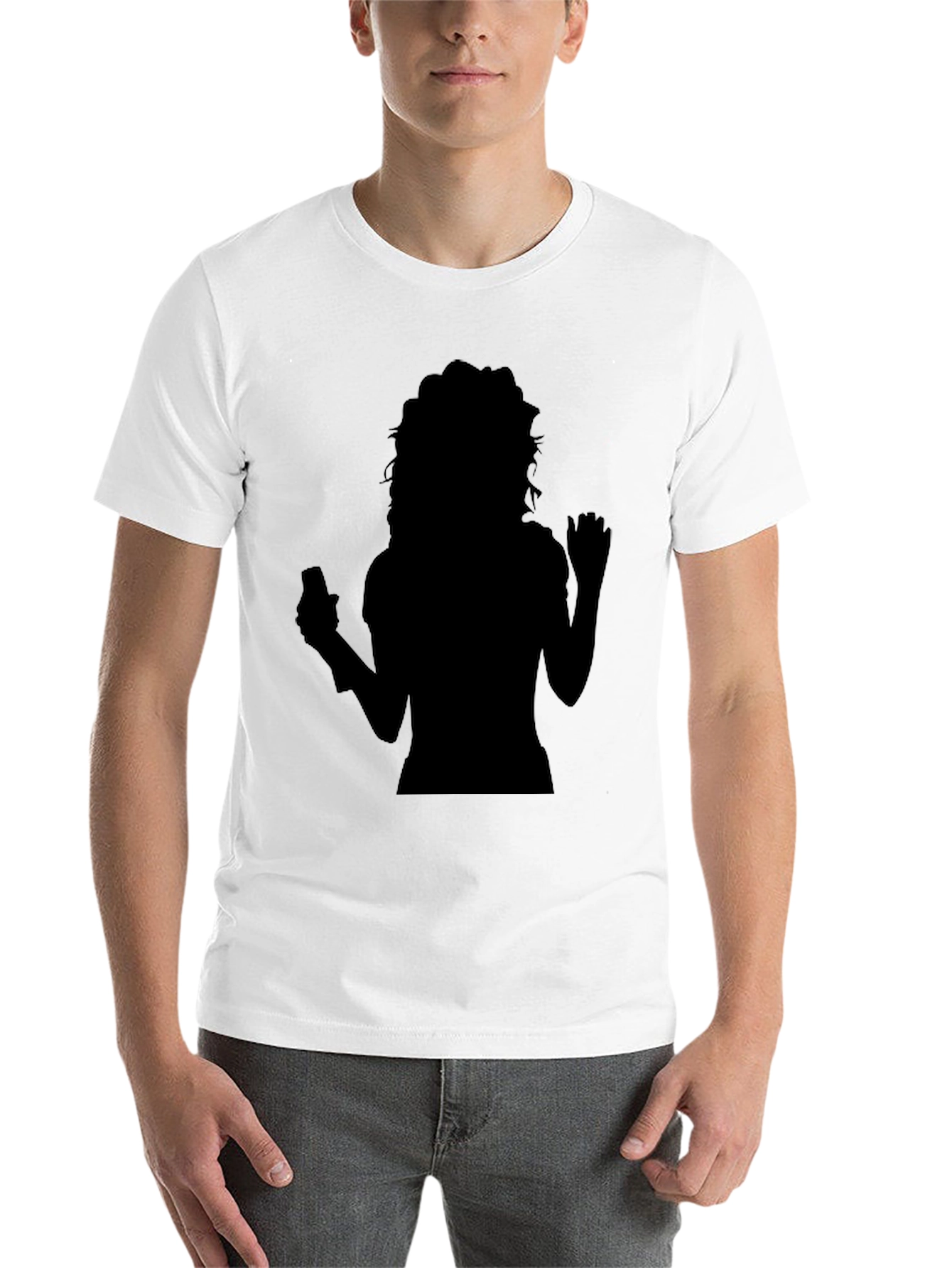 Black Silhouette Graphic Print Tee - Trendy Black Shirt view 14