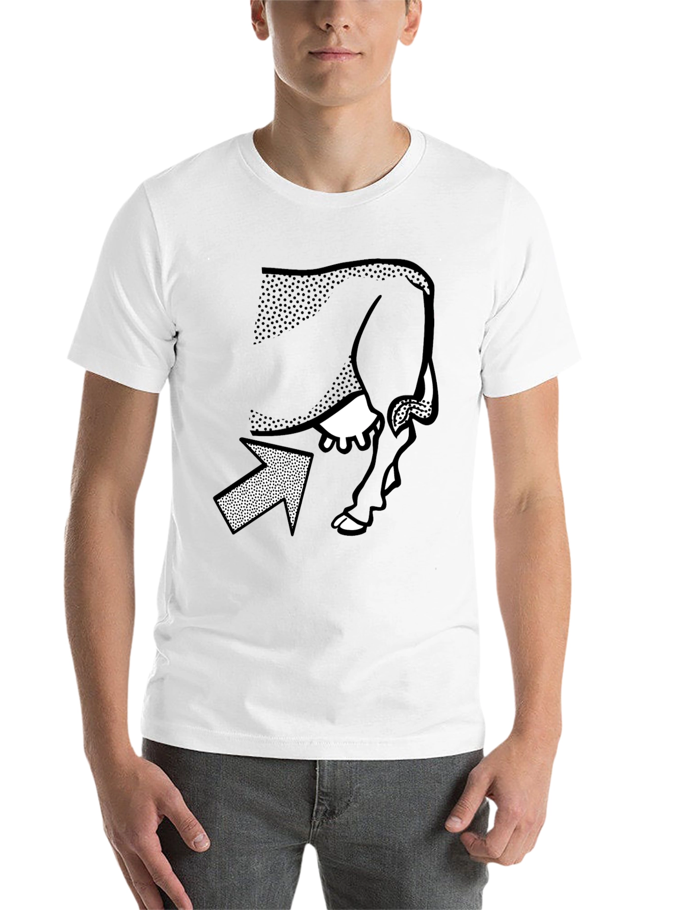Black Optical Illusion T-Shirt - Cow or Woman? view 14