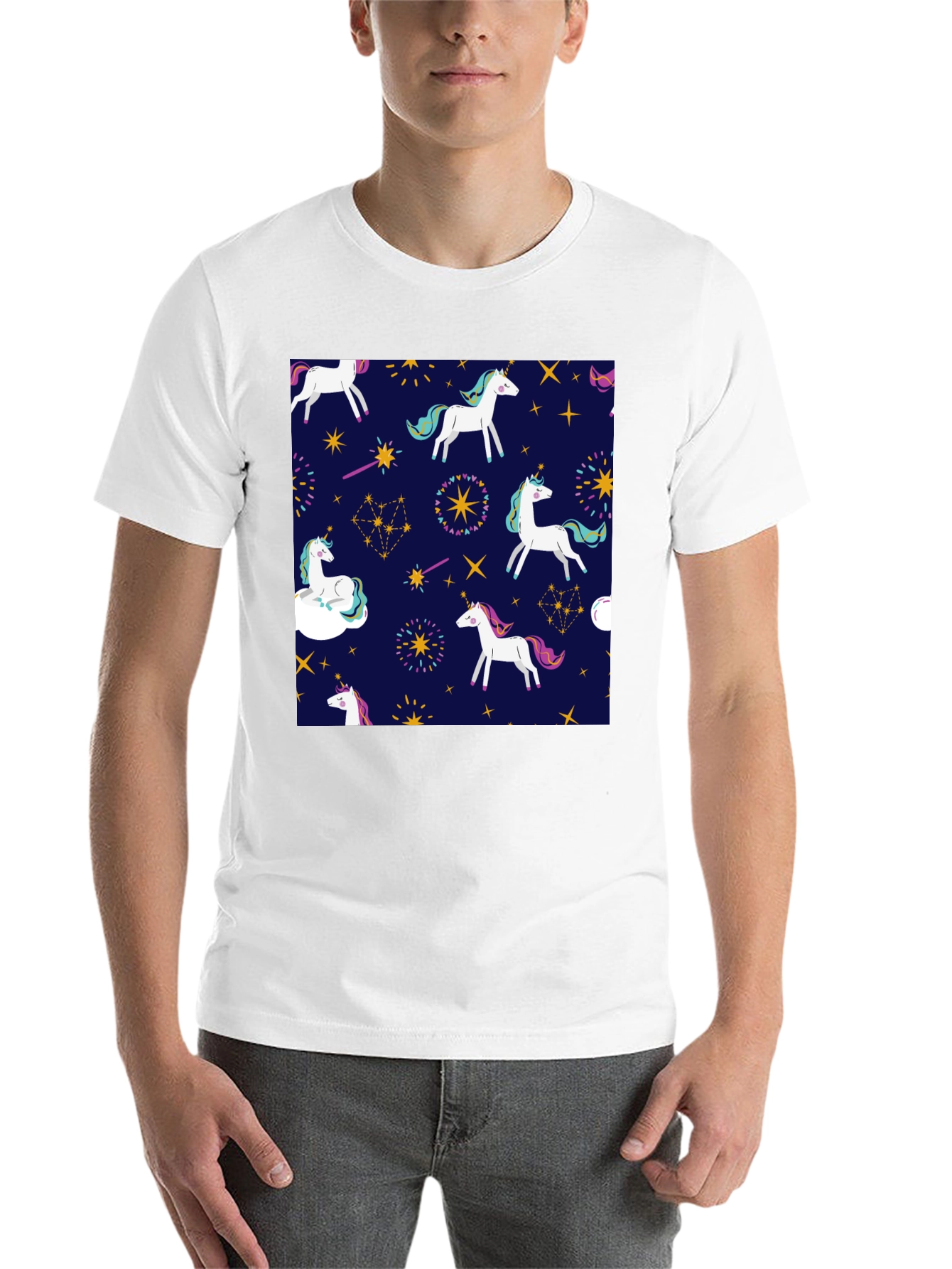 Black Unicorn Pattern Black T-Shirt view 14