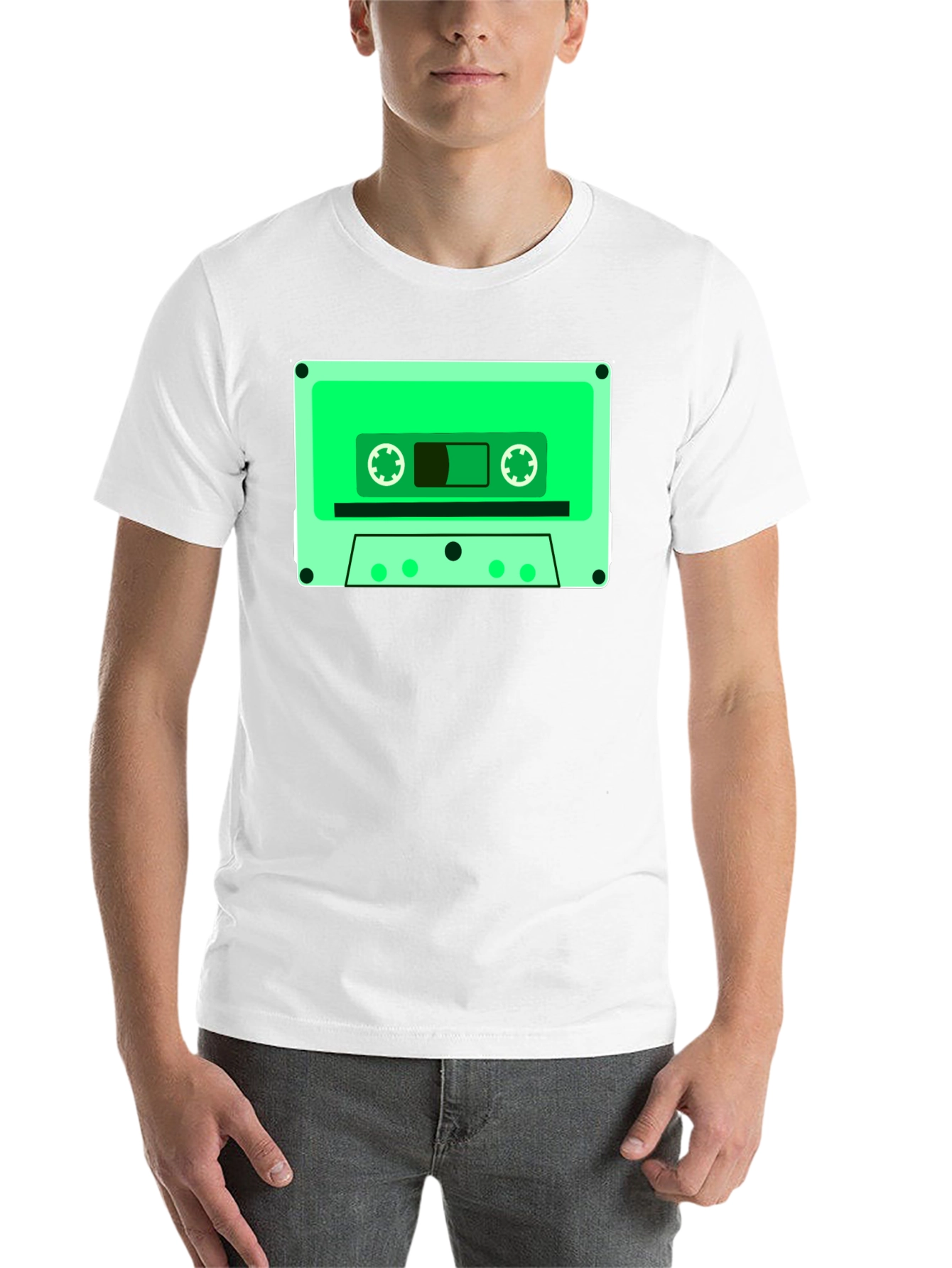 Black Retro Cassette Tape Graphic Tee - Black Cotton Blend view 14
