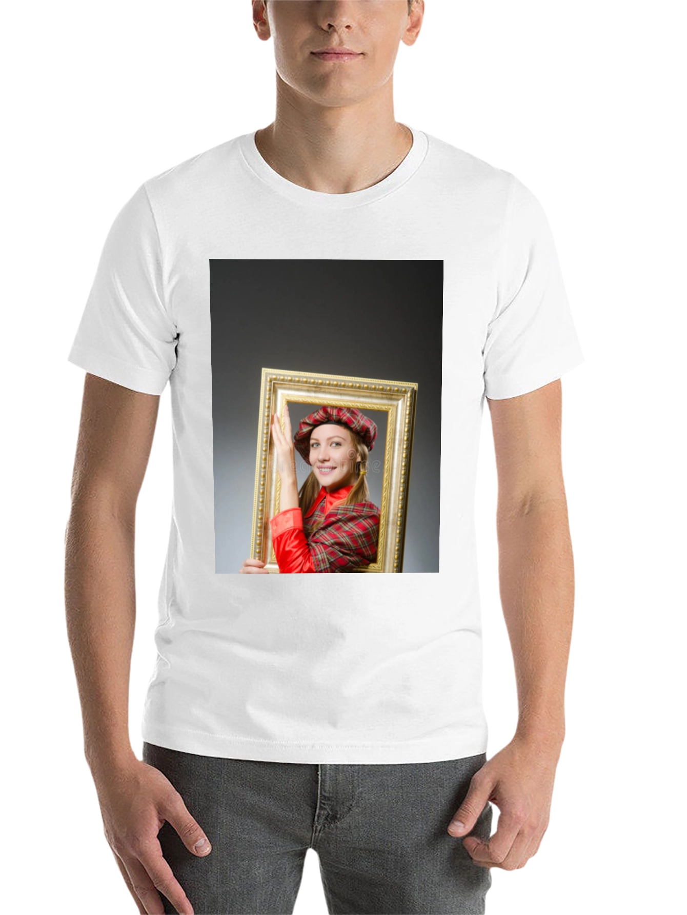 Black Funny Framed Woman Graphic Tee - Novelty T-Shirt view 14