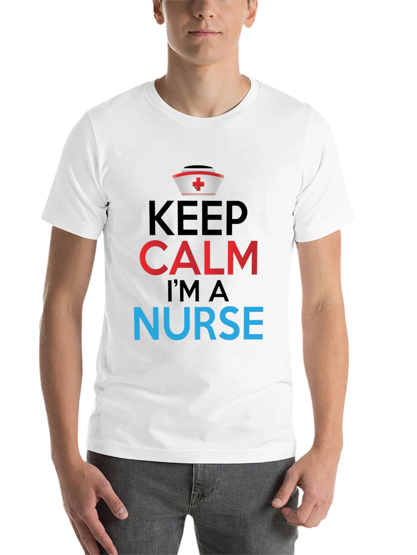 Black Keep Calm I'm a Nurse Graphic Tee view 14