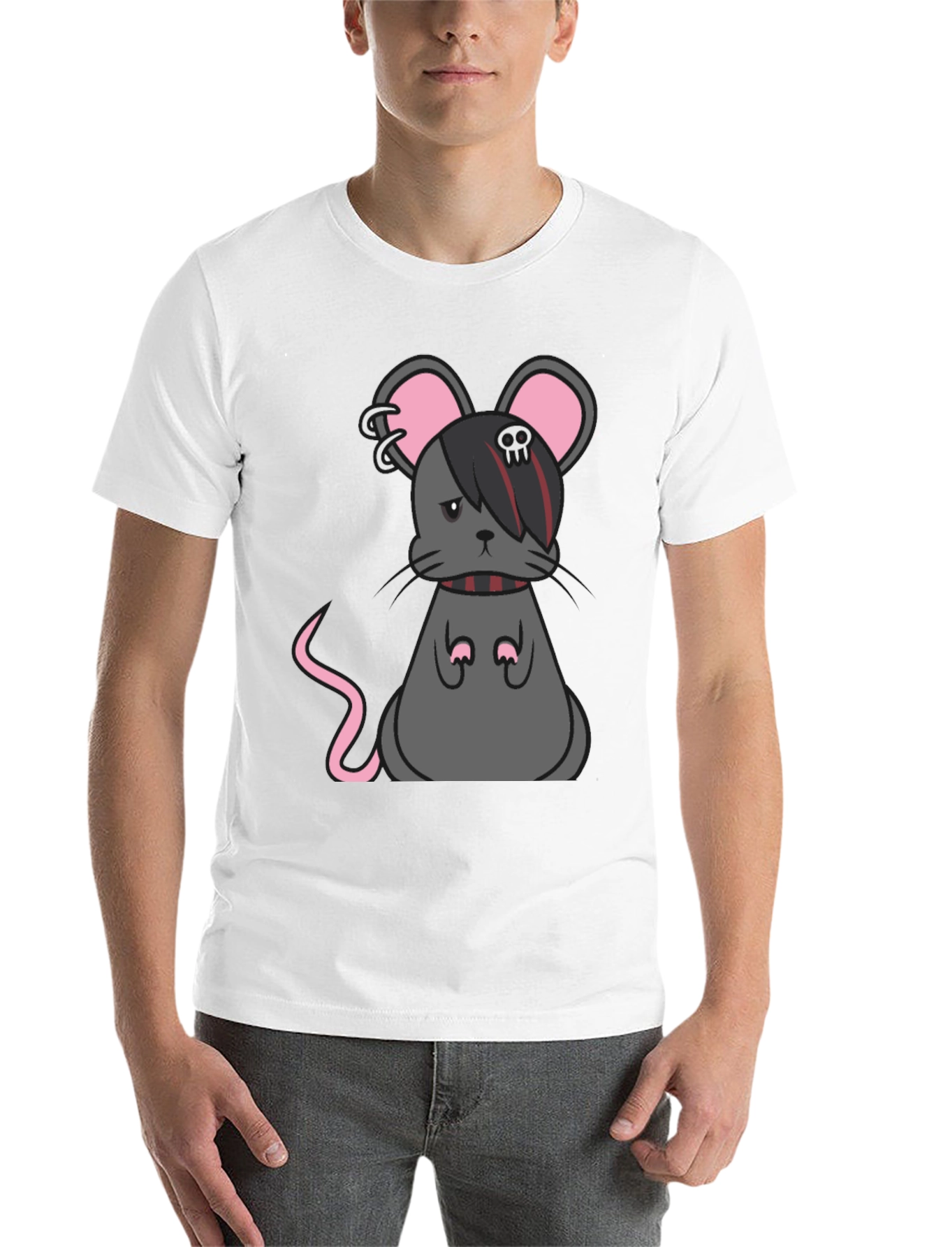 Black Emo Mouse Graphic Tee - Black Cotton Blend view 14