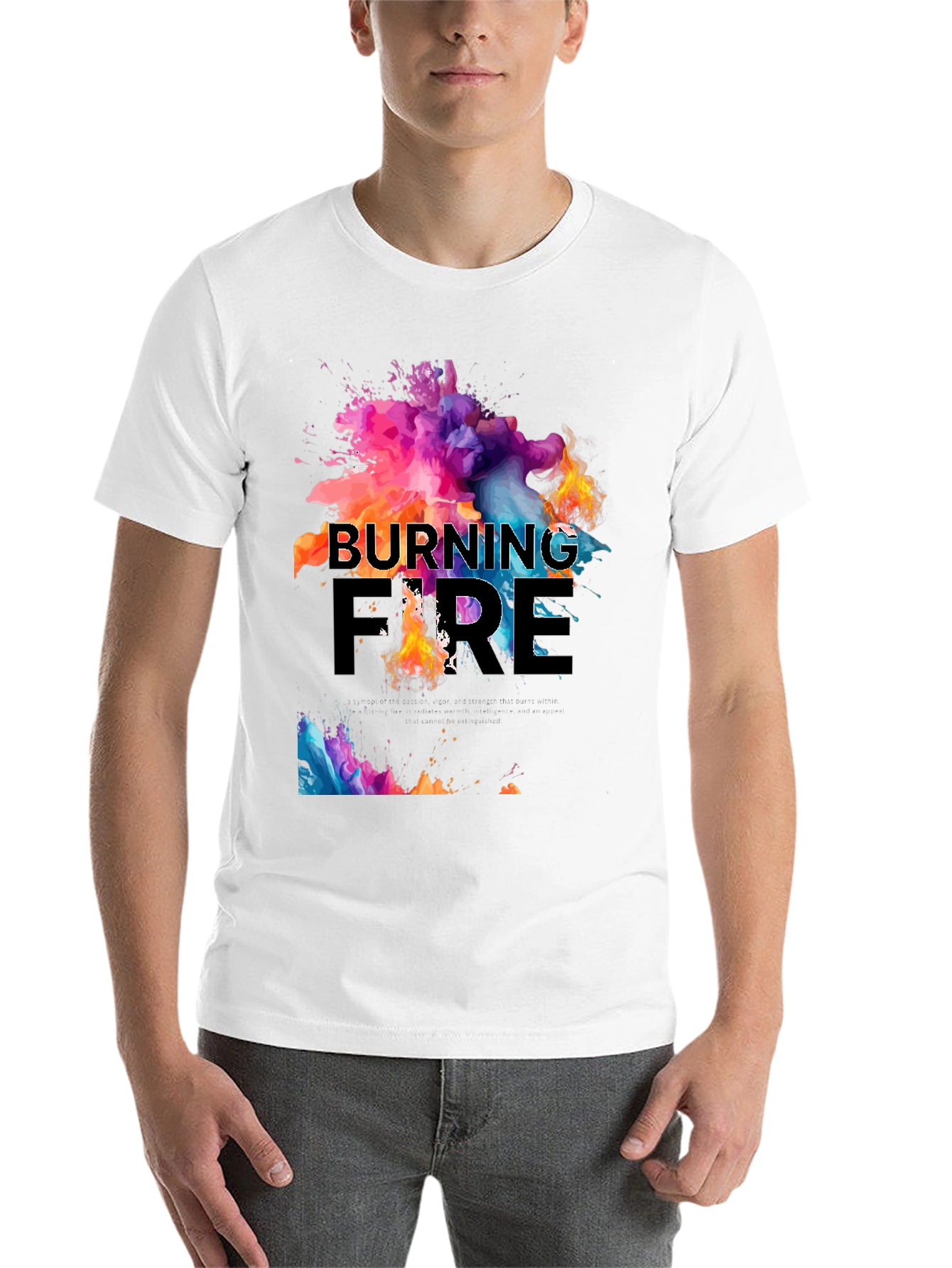 Black Burning Fire Graphic Print T-Shirt view 14