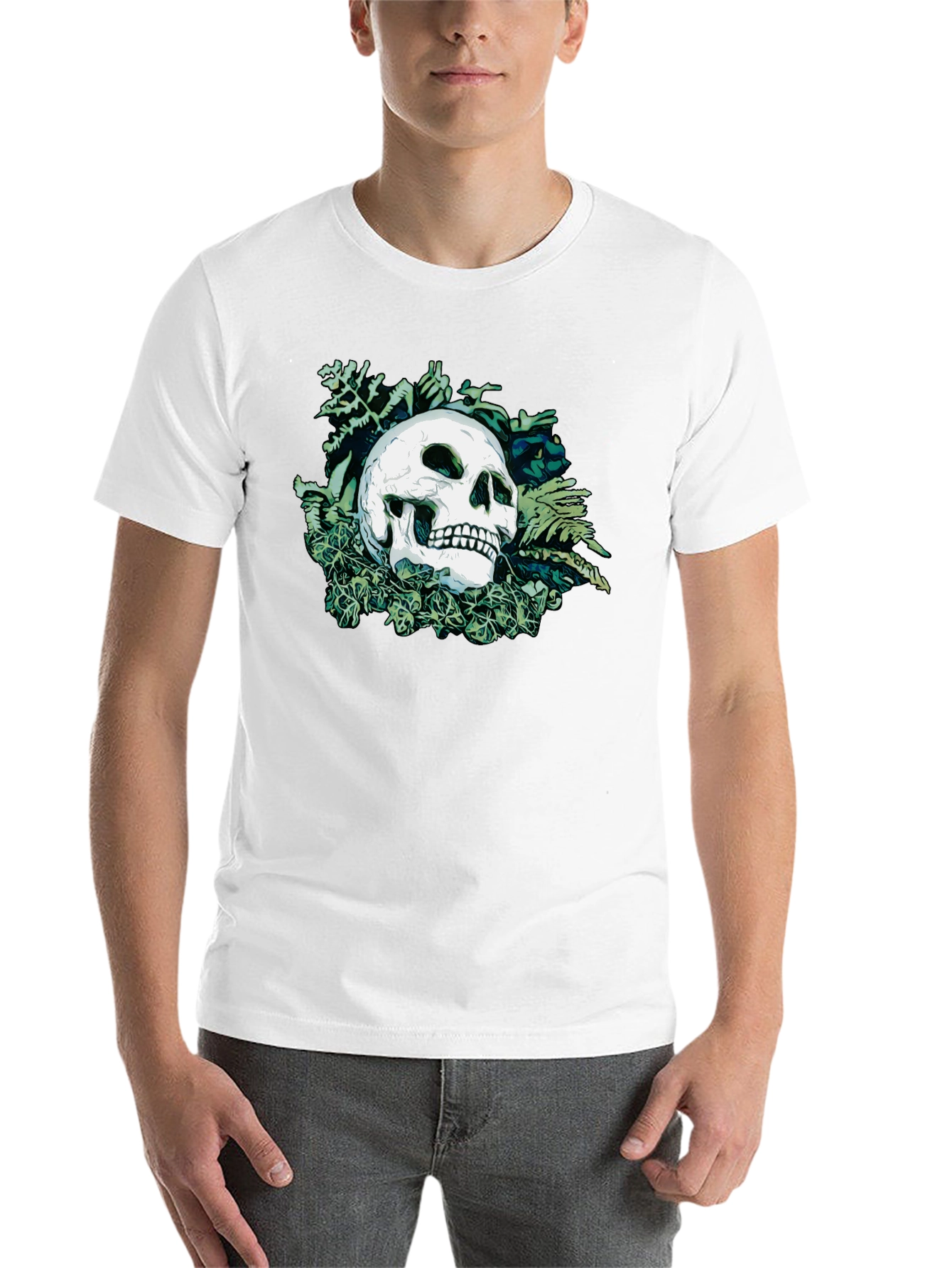 Black Skull & Foliage Graphic Tee - Classic Black view 14