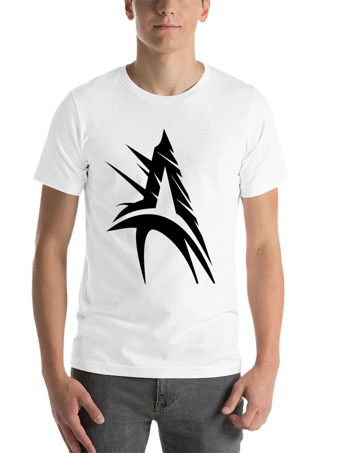 Black Men's Black Graphic Tee - Abstract Design view 14