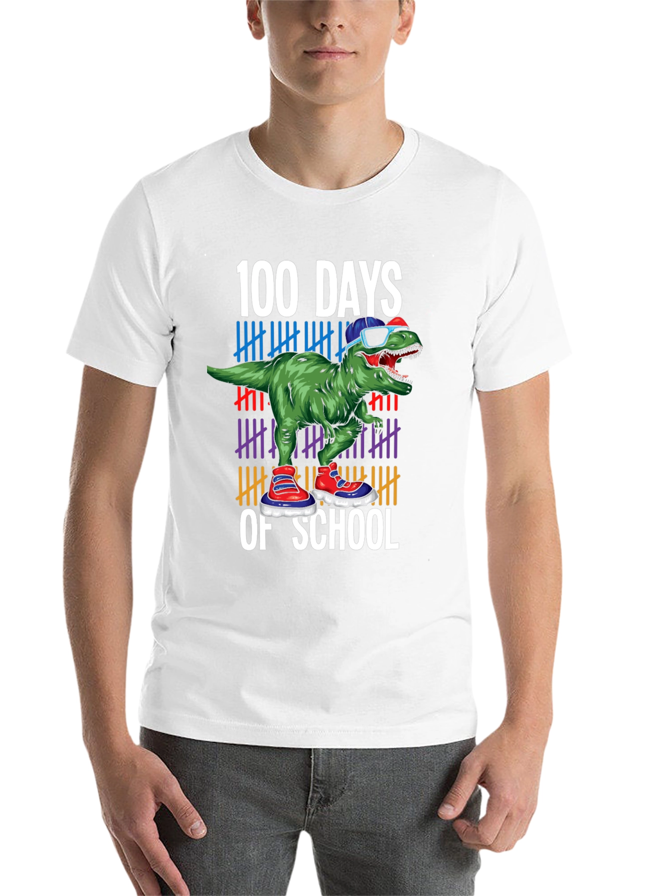Black 100 Days of School Dinosaur T-Shirt view 14