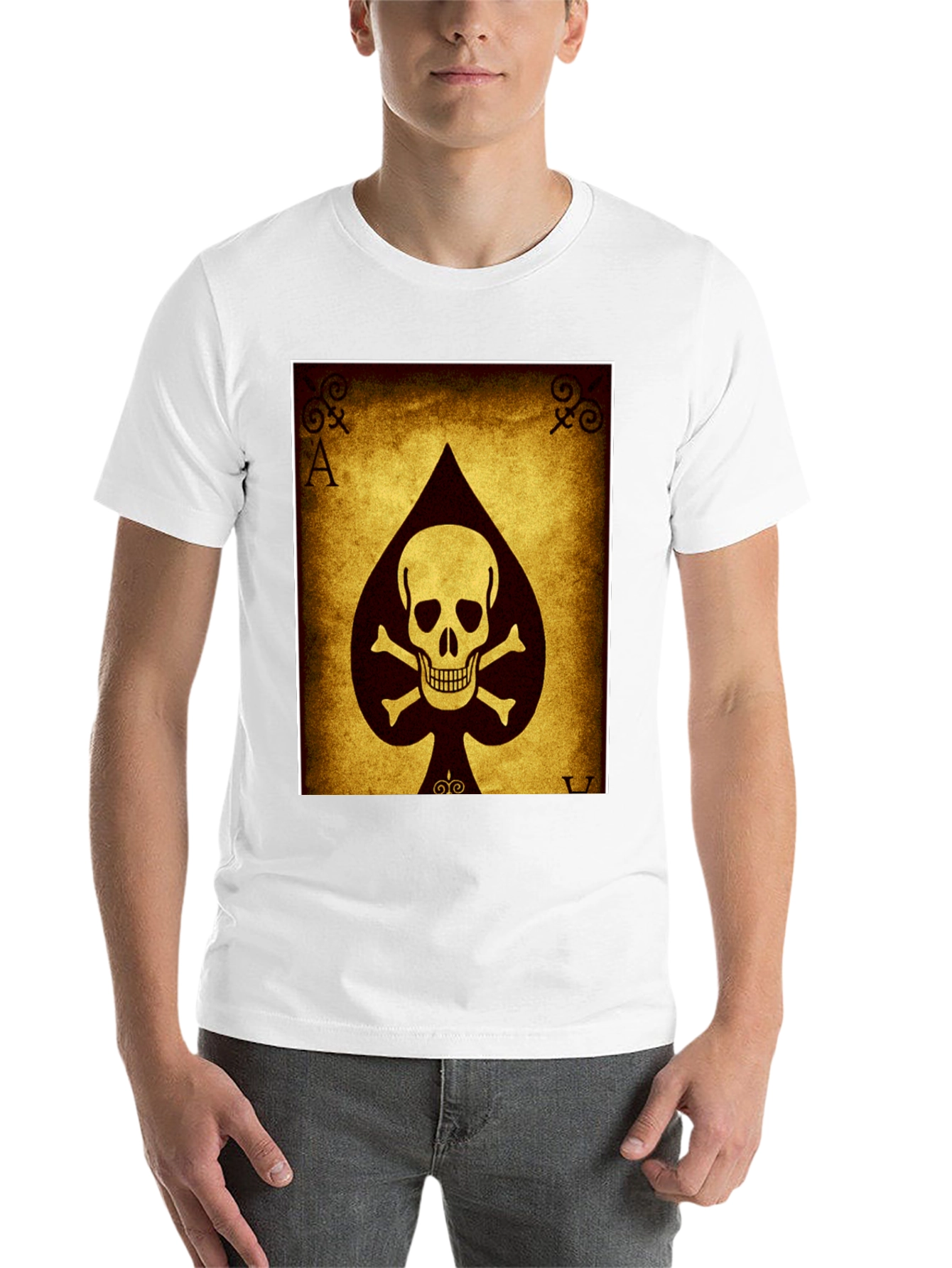 Black Ace of Spades Skull T-Shirt - Black Cotton Tee view 14