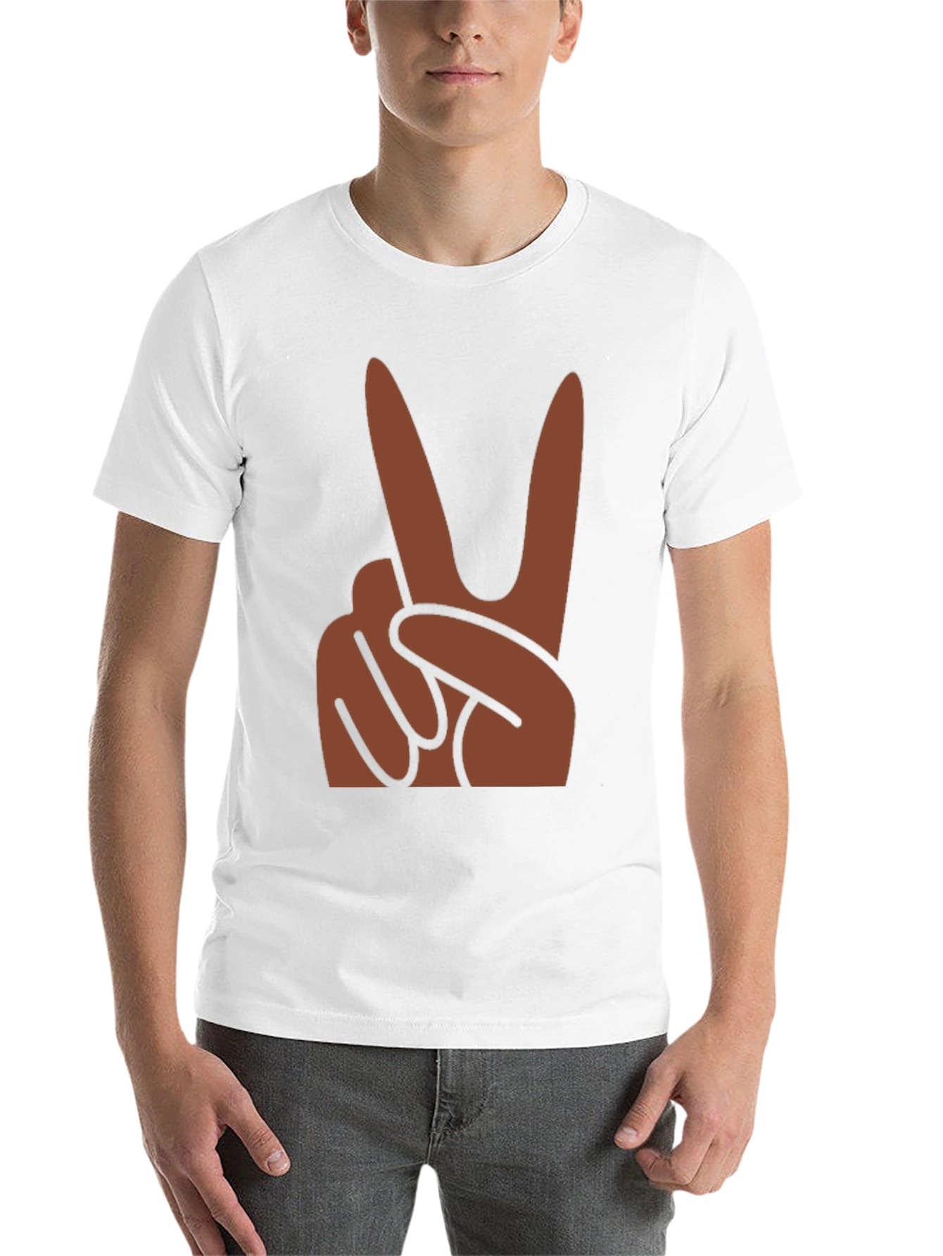 Black Peace Hand Sign Graphic Black T-Shirt view 14