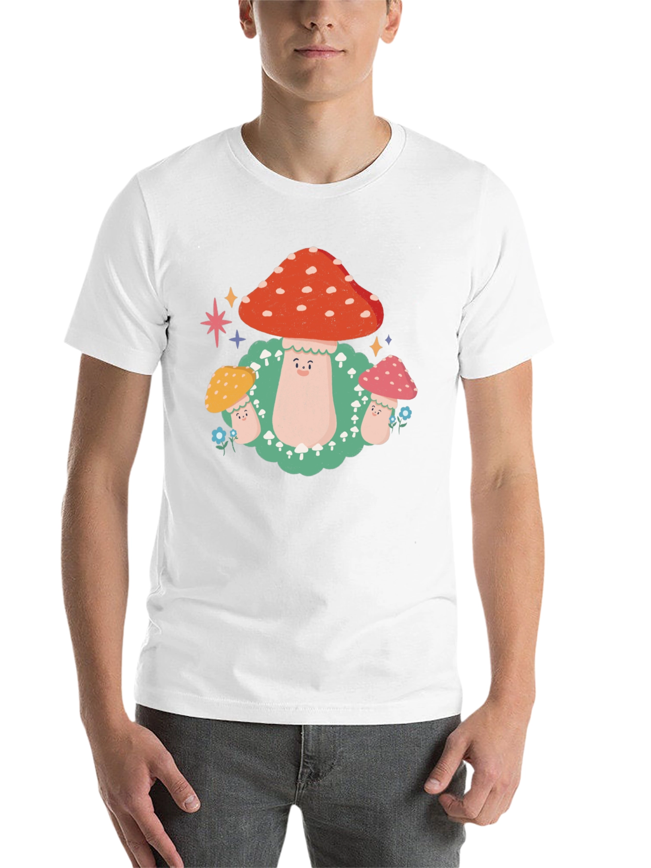 Black Mushroom Graphic T-Shirt - Funky Forest Design view 14
