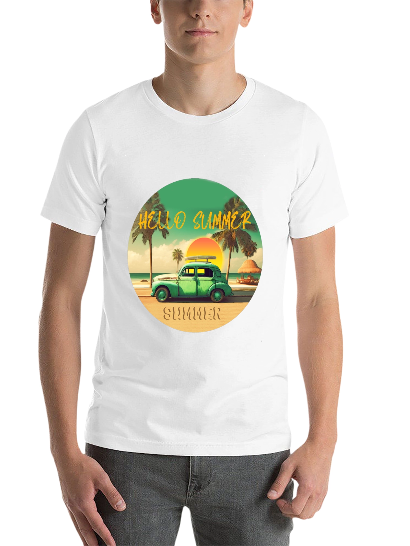 Black Summer Beach Car T-Shirt view 14