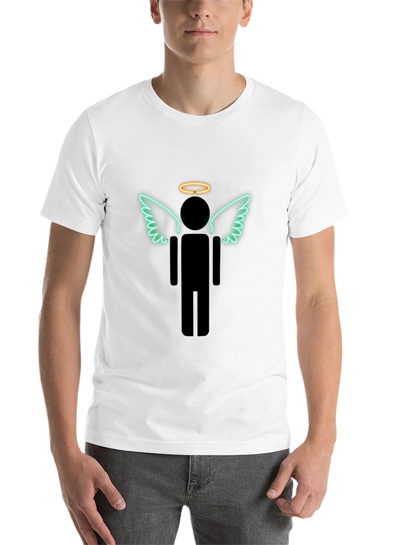 Black Angel Stick Figure Graphic Tee - Men's Black T-Shirt view 14